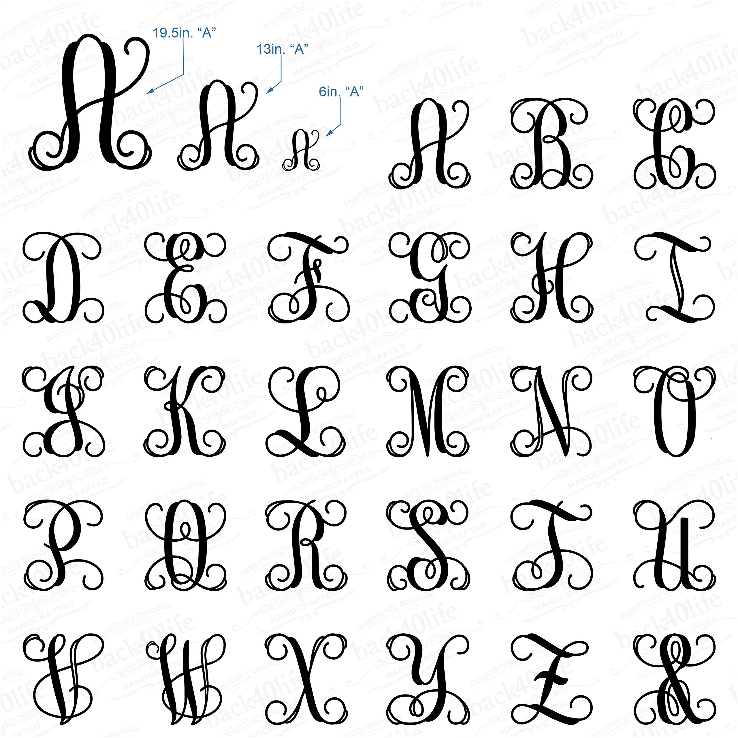 Back40Life - Precision Cut Vine Wood Monogram Letter - 13-Inch Unfinished Lc-01 Parent (U)