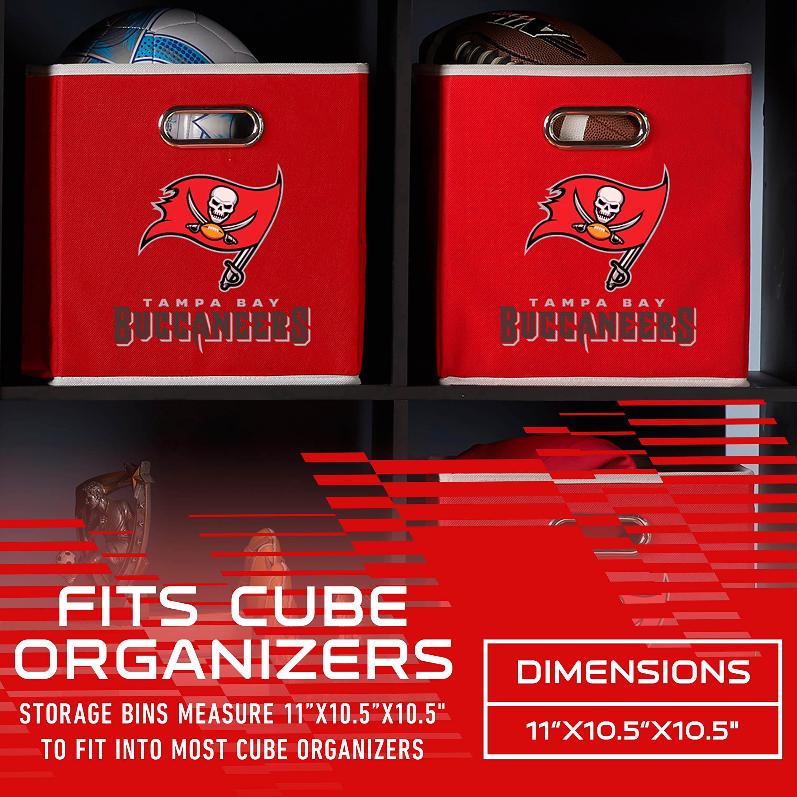 Franklin Sports Nfl Tampa Bay Buccaneers Collapsible Storage Bin Nfl Folding Cube Storage Container Fits Bin Organizers Fabric N