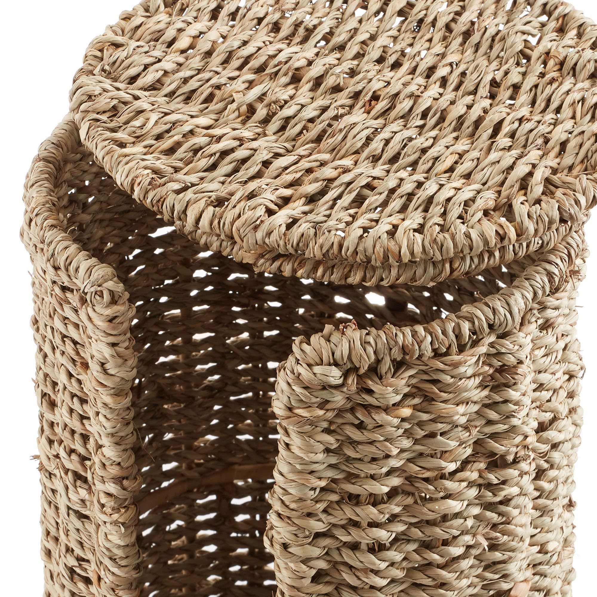 Casafield Free Standing Toilet Paper Storage Roll Holder with Lid - Natural, Fits 3 Rolls, Seagrass Bath Tissue Organizer for Ba