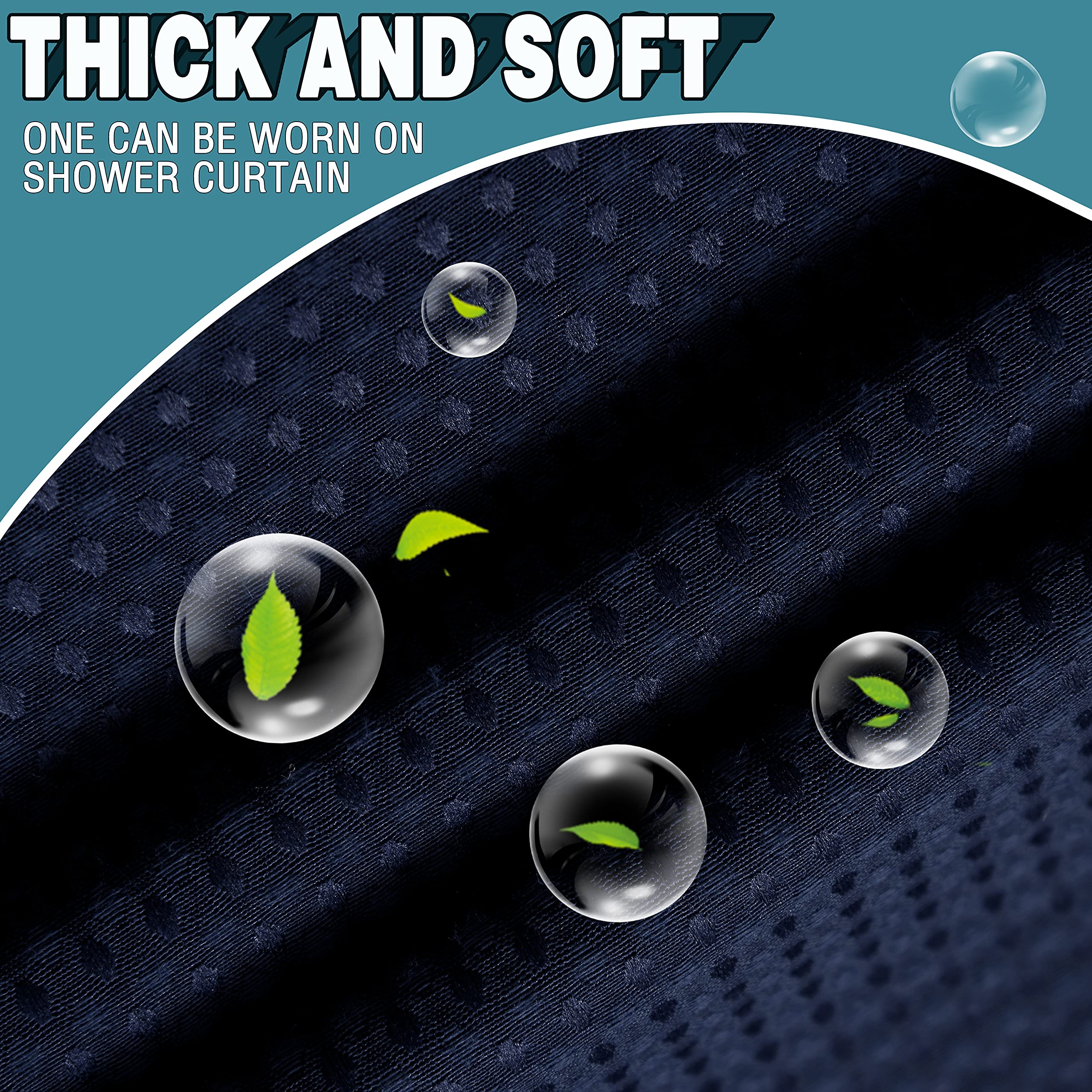 Conbo Mio Waffle Weave Hotel Style Shower Curtain with Snap in Liner for Bathroom Waterproof Machine Washable Shower Curtain (Waffle-Black 71''(W) x 84''(H))
