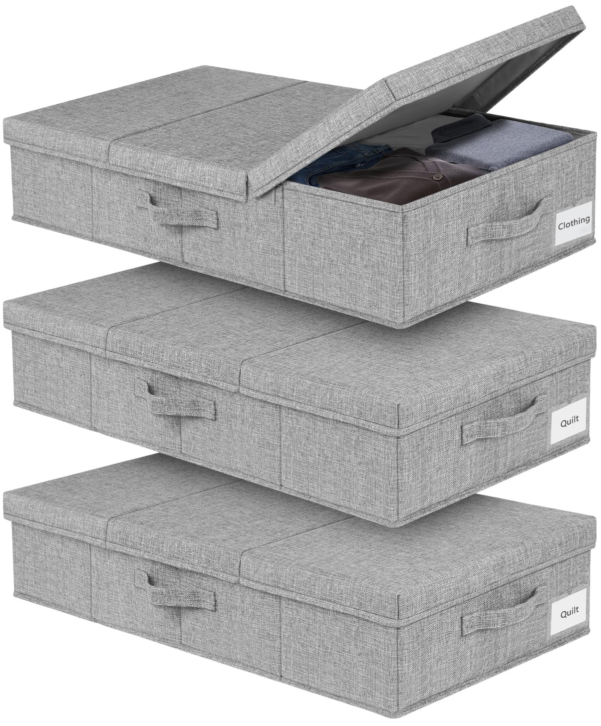 boailydi Under Bed Storage Containers with Lid, Sturdy Underbed Storage Bins with Reinforced Handle, Closet Organizers and Stora