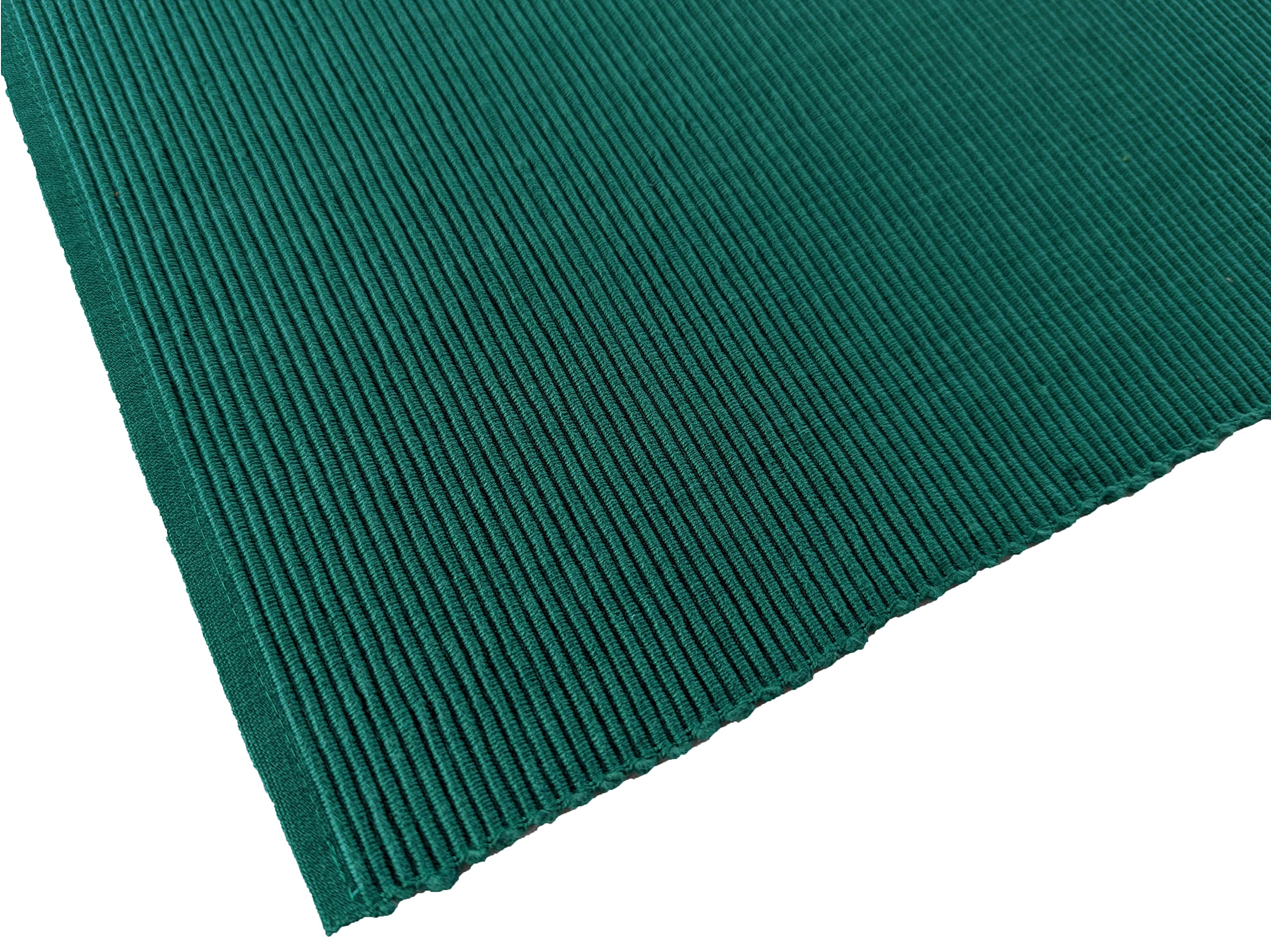 Avka Studio 100% Cotton Ribbed Placemats - Set Of 6-13 X 19 Inches - Peacock Green - Everyday Cloth Table Mats - Thick Construct