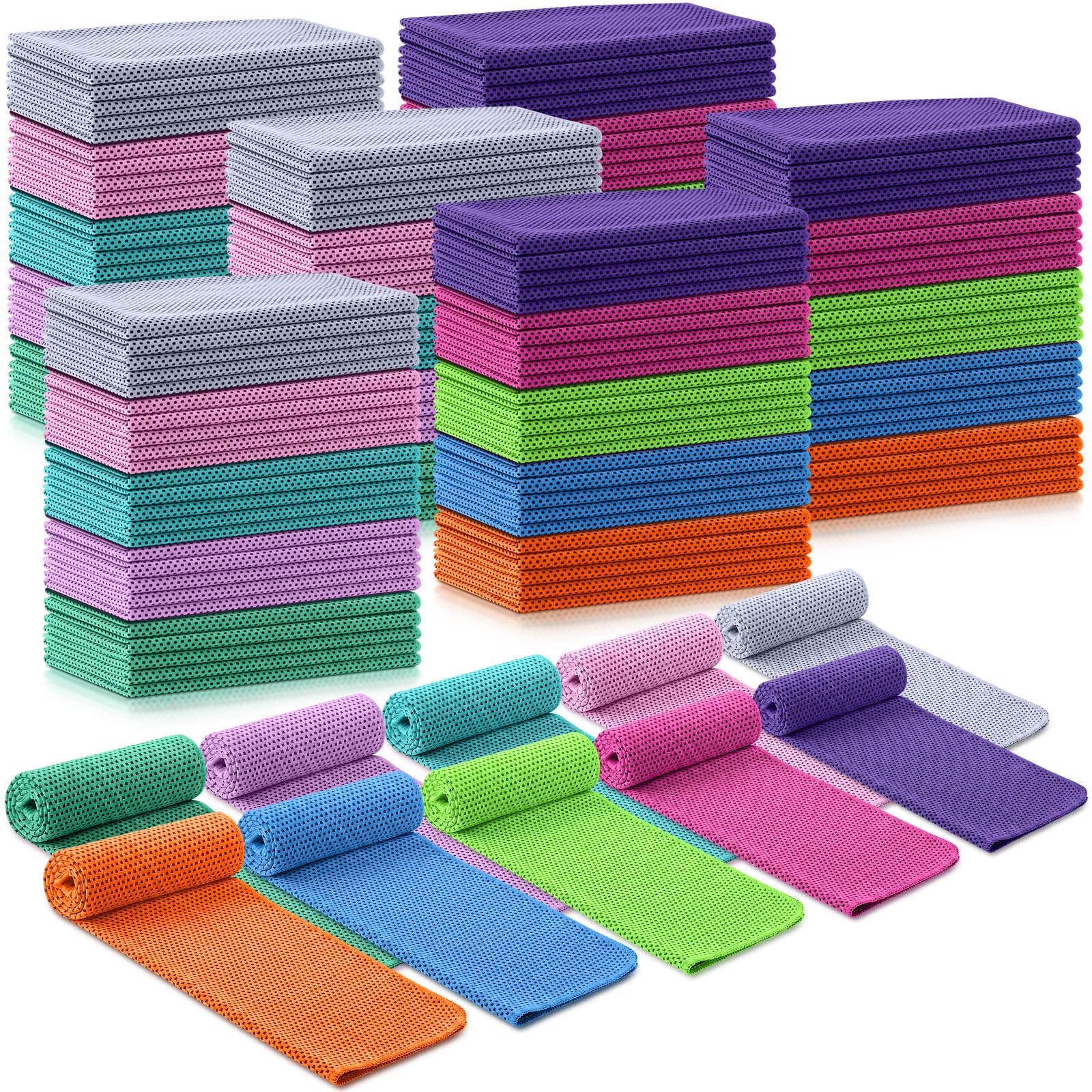 Shellwei 250 Pcs Cooling Towels Bulk 32 x 12 Inch Ice Towel Bulk Cooling Rag for Face and Neck Soft Breathable Microfiber Cloth 