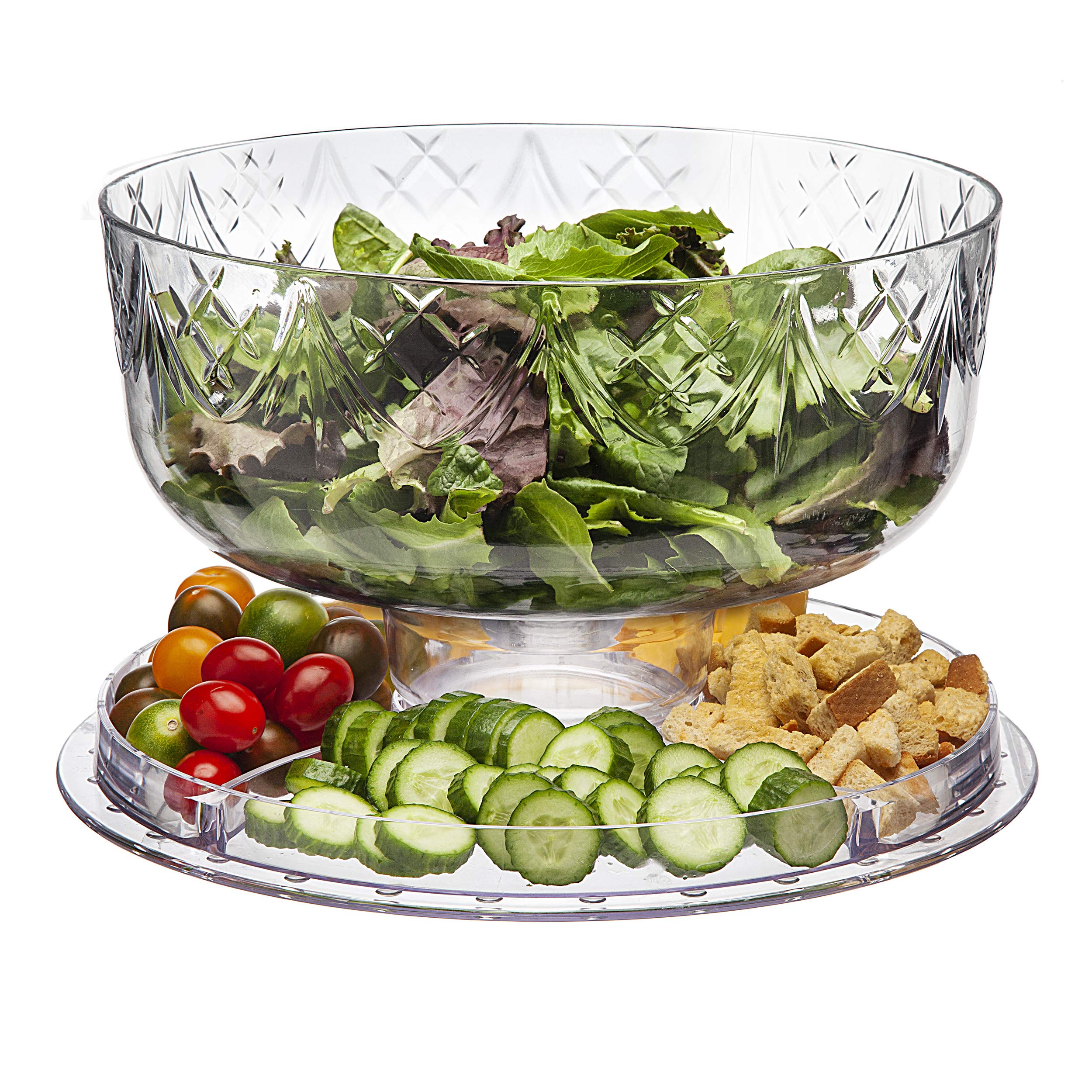 Godinger 6 In 1 Cake Stand And Serving Plate Platter With Dome Cover, Multi-Purpose Use, Shatterproof And Reusable Acrylic - Dub