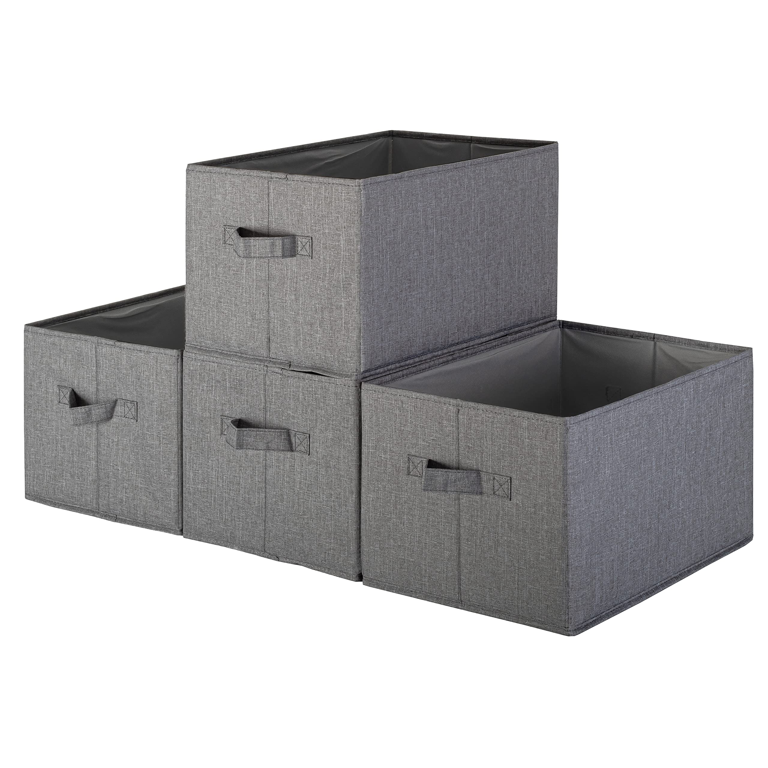 Pomatree Storage Baskets - 4 Pack - Sturdy Large Fabric Bins | Foldable Organizing Basket Bin For Home, Nursery, Closet & Shelve