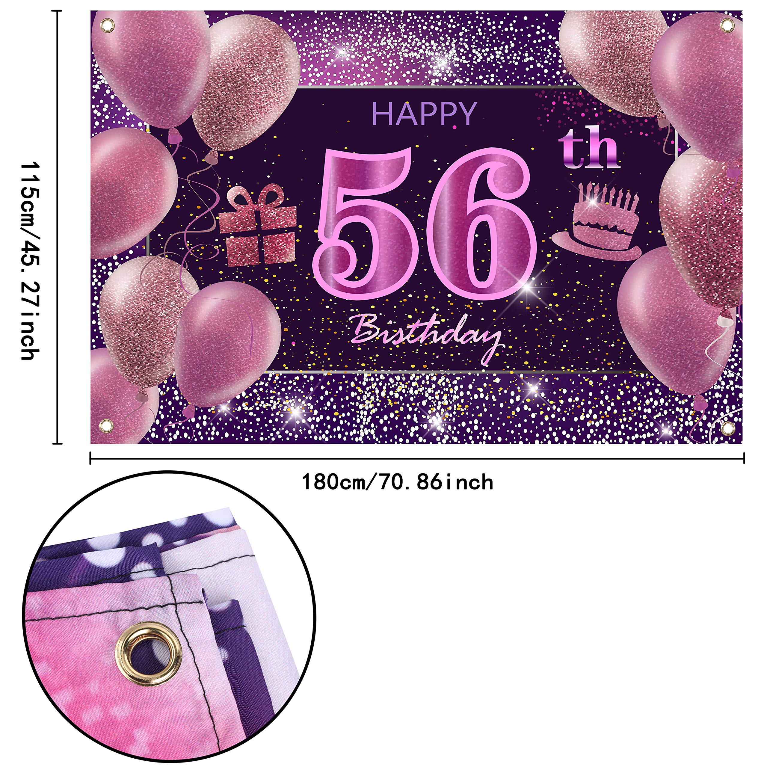 56Th Birthday Decorations For Girls Imisi Happy Birthday Banner Pink Decorations For A Party Birthday Backdrop For Women