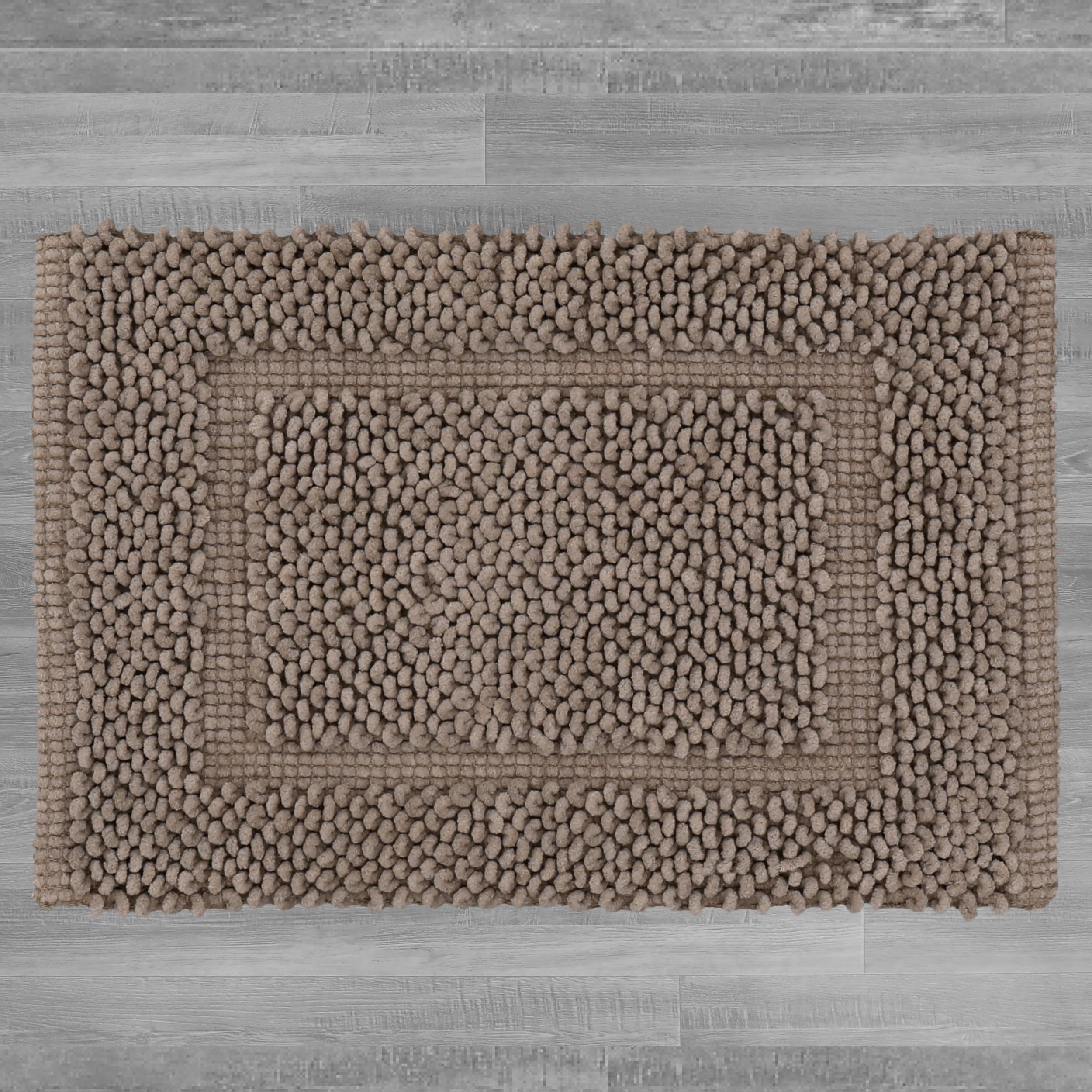 Jean Pierre New York 100% Chenille Cotton Skid Resistant Plush Bath Mat - 17''X24'' Bathroom Rug - Brown Cappuccino