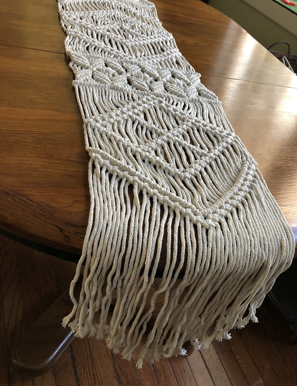 Macrame Table Runner, Boho Table Runner 82 X 12 Inches, Perfect For Bohemian Decor, Boho Wedding Table Decor, Hand Woven Off Whi