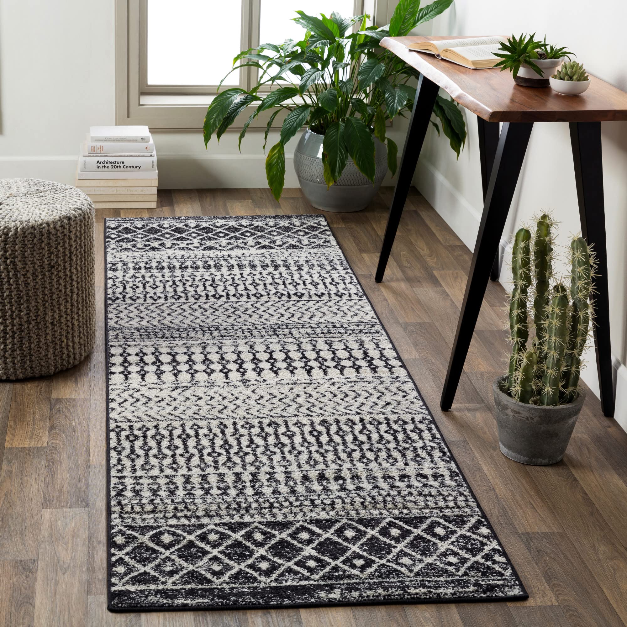 Livabliss Chester Boho Moroccan Runner Area Rug,27 x 10,Black