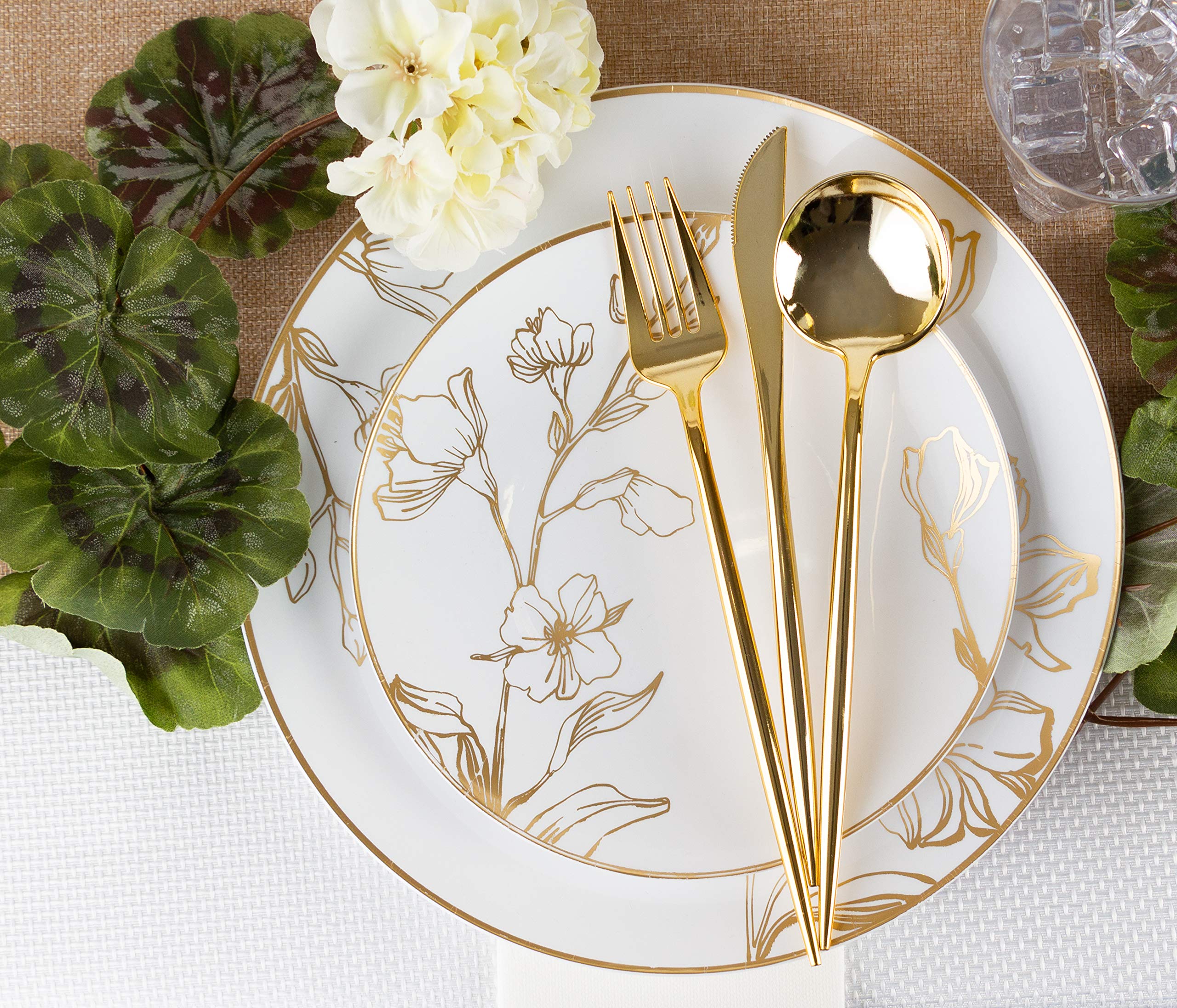 Novelty Modern Flatware  Cutlery  Disposable Plastic Salad forks Luxury Gold 32 Count