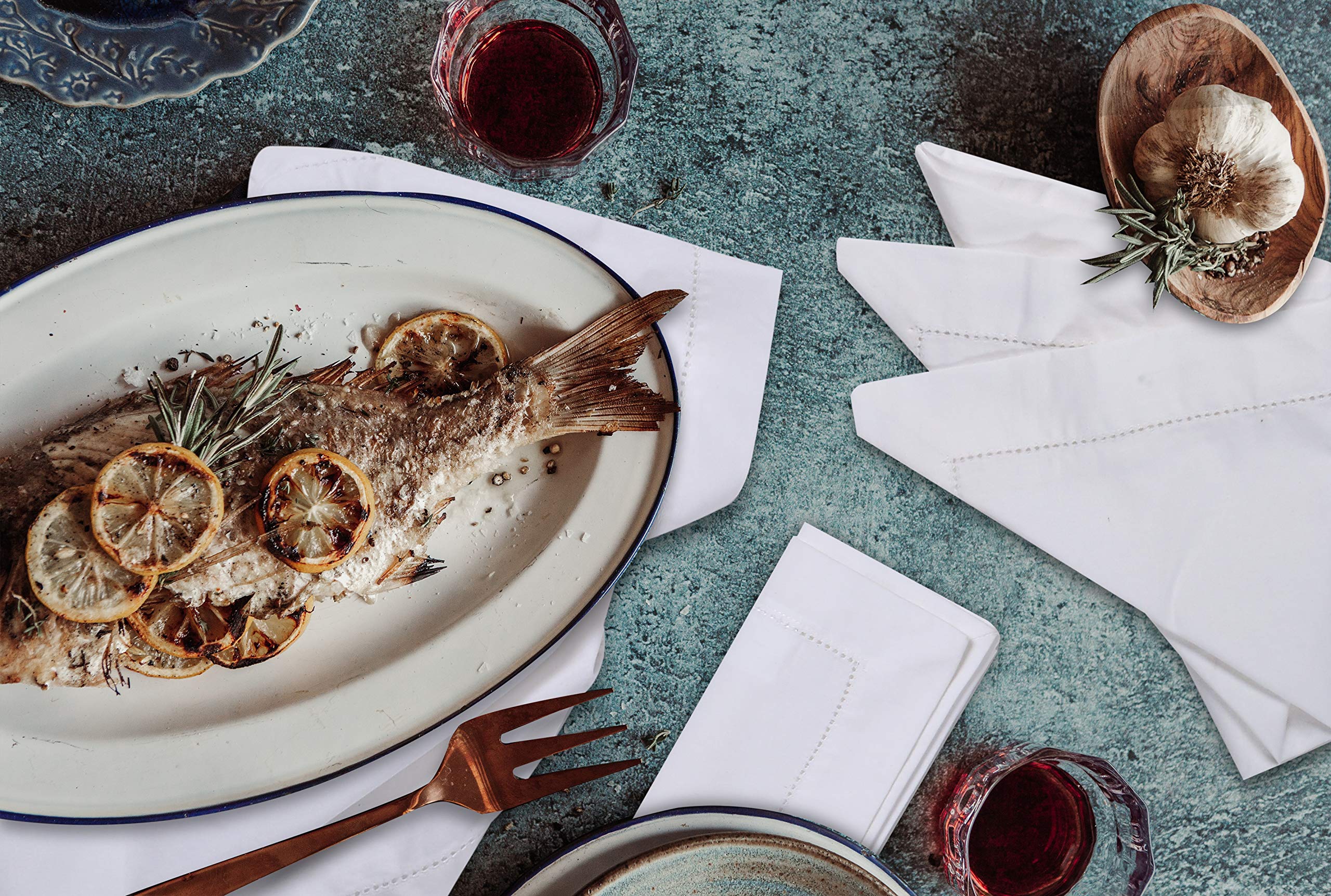 Cloth Napkins Set of 12 Hemstitched  Cloth Napkins  Napkin Cloth Washable  Cotton Napkins Cloth Washable  Fall Cloth Napkins  Cloth Dinner Napkins  Napkins Cloth Mitered Corner - 18x18 Inch - White