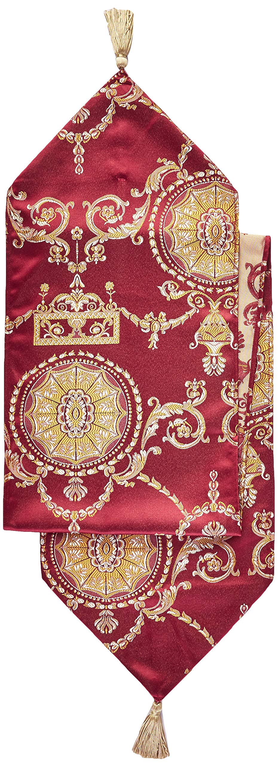 Prestige Damask 13'' X 70'' Burgundy Table Runner