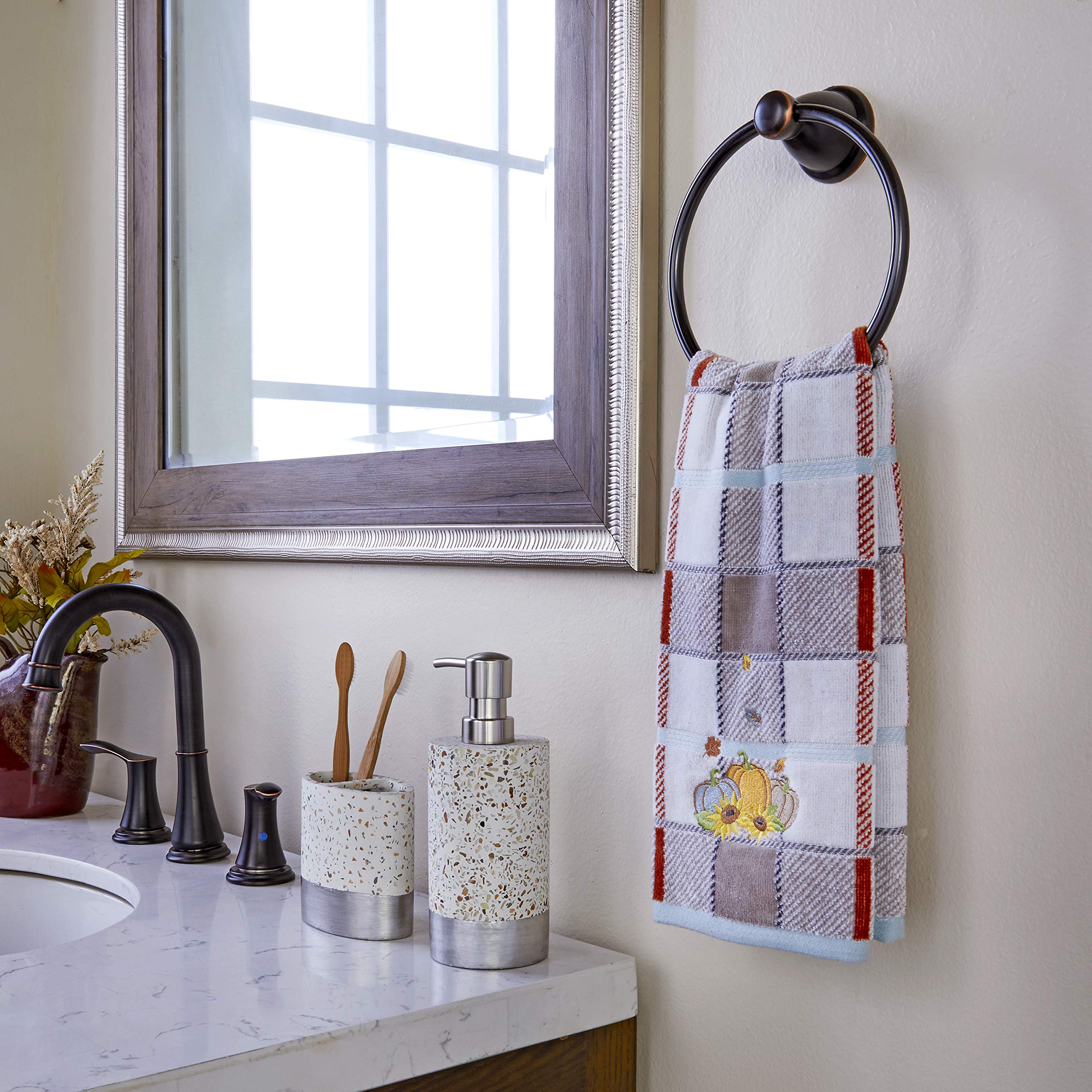 SKL Home Harvest Pumpkins Hand Towel  Plaid Small