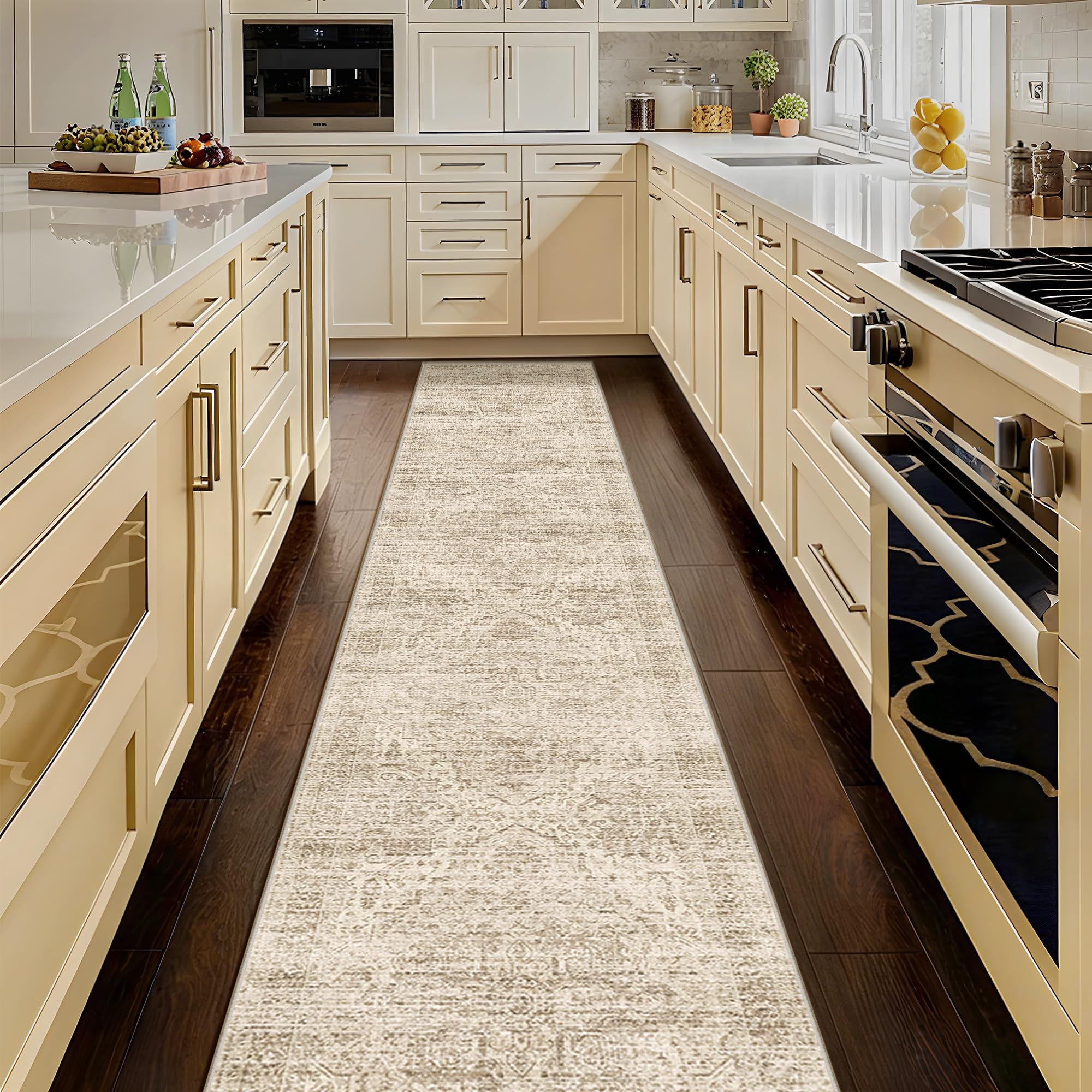 2x12 Runner Rug for Hallways Non-Slip Long Rug Runners,Boho Vintage Washable Kitchen Runner Rugs, Stain Resistant Soft Carpet Ru