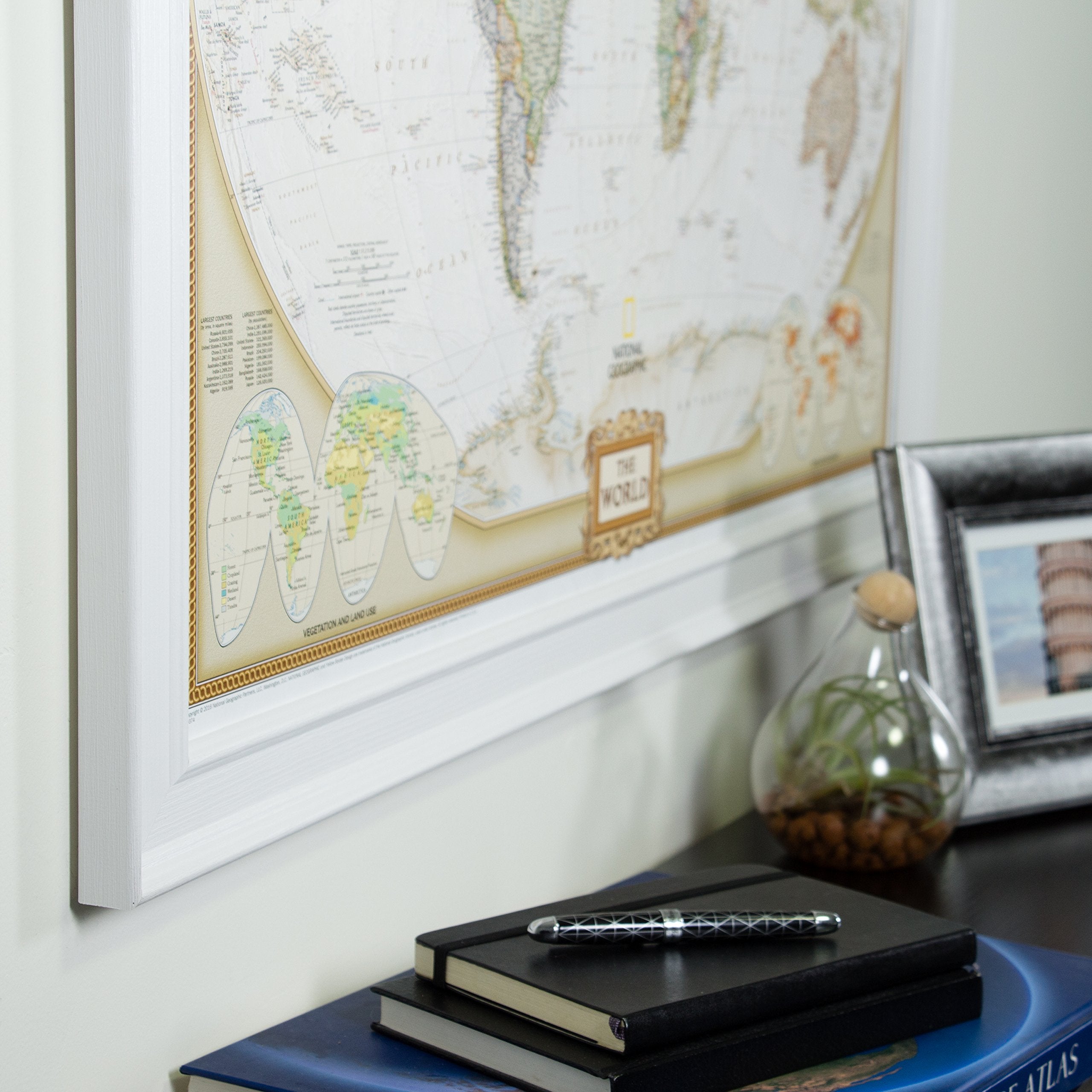 Craig Frames Wayfarer Push Pin Travel Map, 24x36 Inch, Textured White Frame, Model 6372436MAP01B, Paper Material