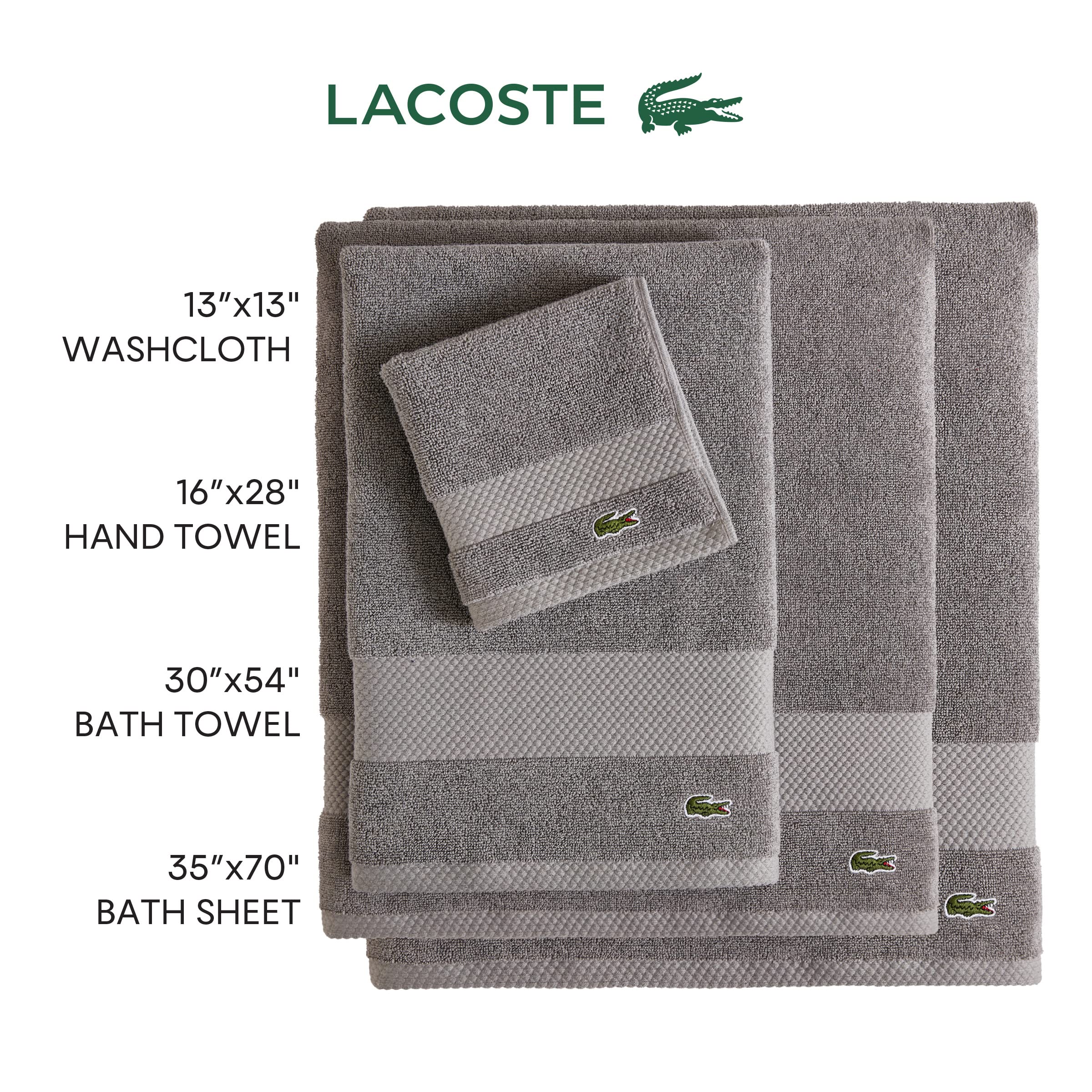 Lacoste Heritage Supima Cotton Hand Towel, Light Denim, 16'' X 30''