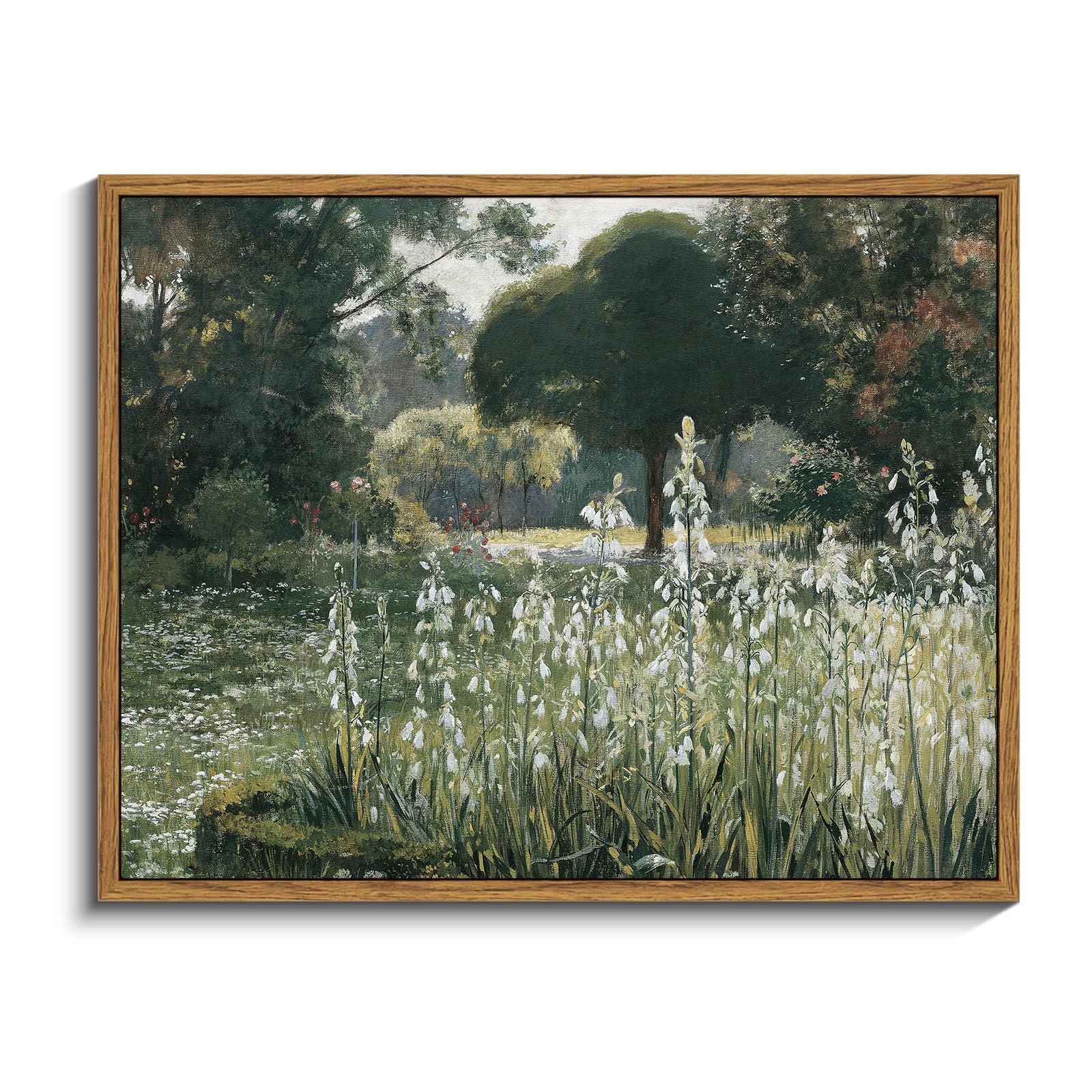Insimsea Framed Canvas Wall Art Vintage Decor, Landscape Wall Art For Living Room, Summer Hyacinths Vintage Prints Wall Decorati
