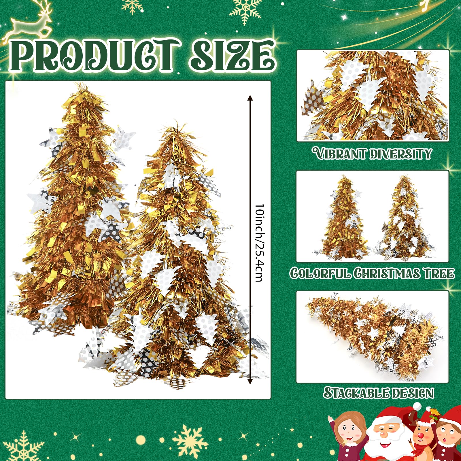 Libima 20 Pcs 10 Inch Mini Tinsel Christmas Tree Artificial Sequins Tabletop Christmas Tree Glitter Metallic Small Xmas Trees Mi