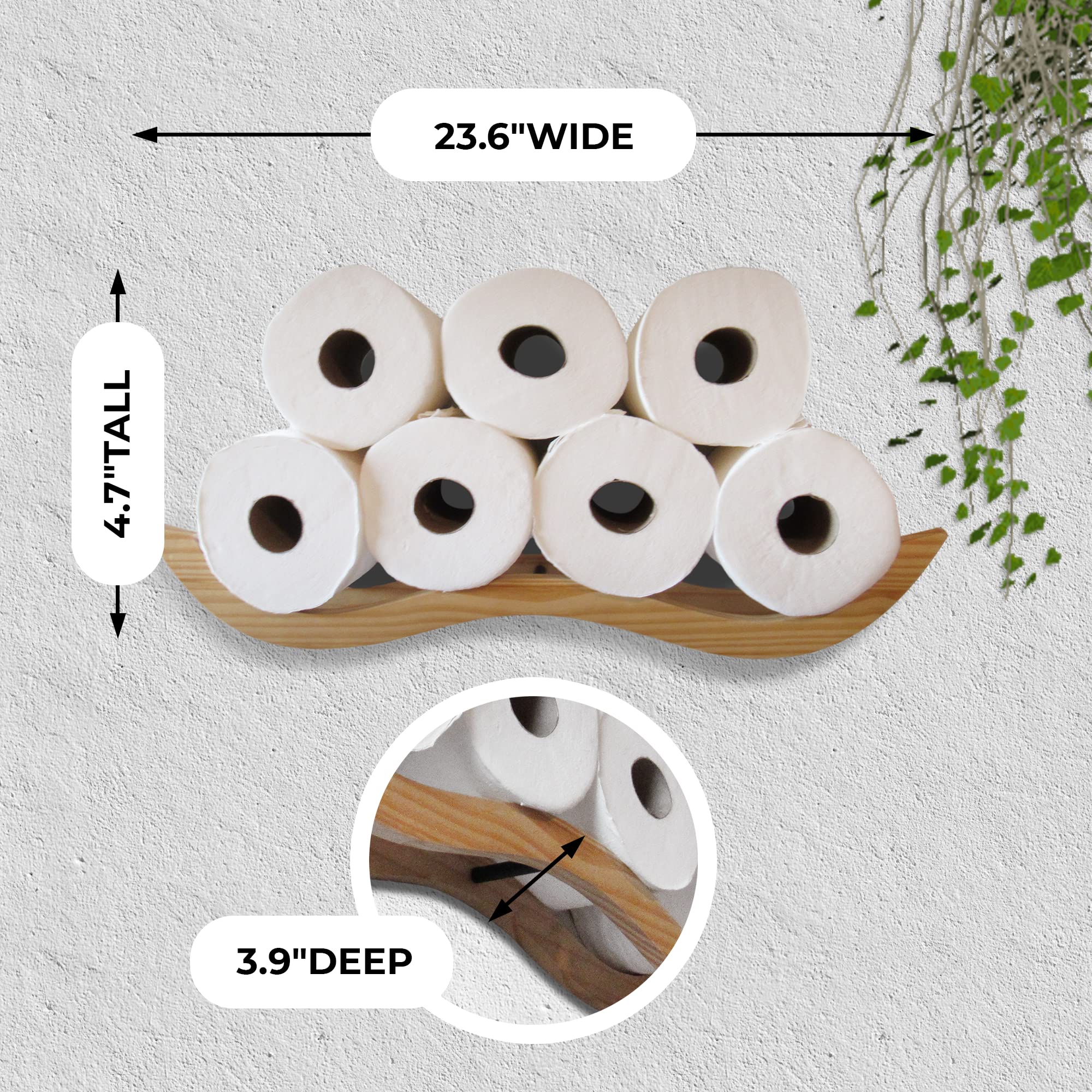 Large Wooden Cloud Toilet Paper Holder | Cloud Shelves Toilet Paper Storage | Wooded Bathroom Wall Decor And Accessories By Wall