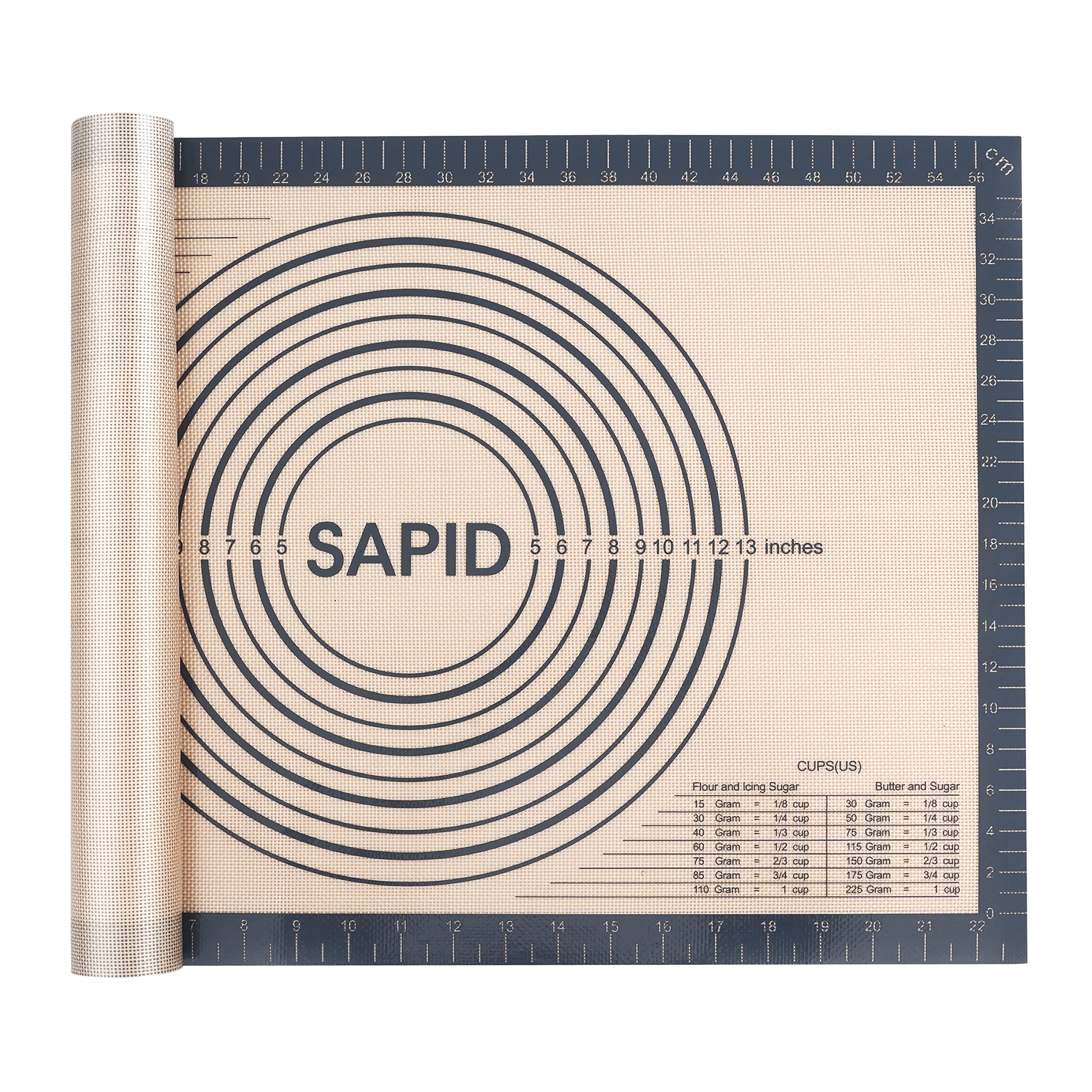 Non Slip Silicone Pastry Mat Large With Measurements For Non-Stick Dough Rolling, Pie Crust, Pastry Roll Out, Cookies,Bread And