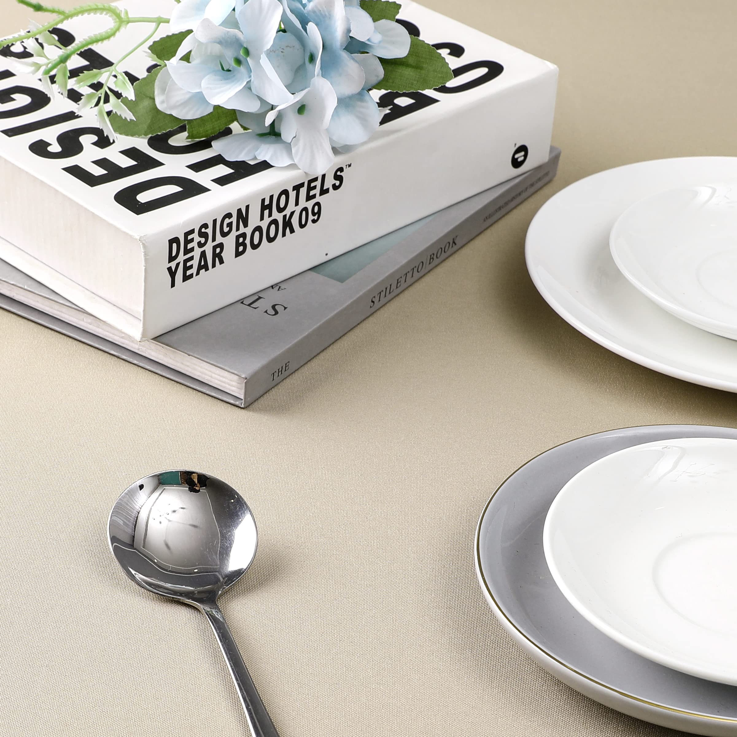 Wewoch Khaki Rectangle Tablecloth Wrinkle Resistant Washable Fabric Table Cloth For Dining,Kitchen, Parties Weddings And Outdoor