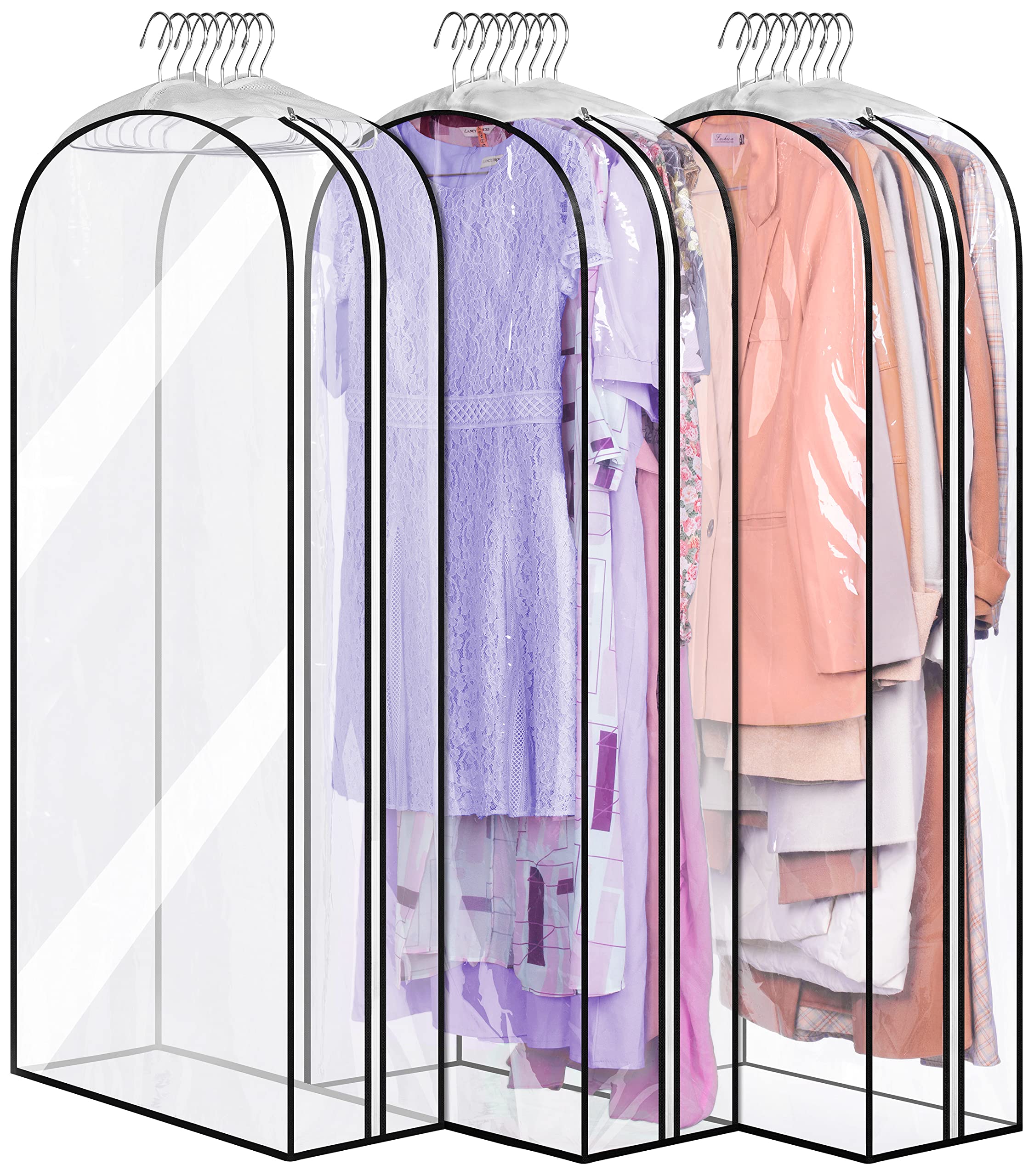 Misslo 10'' Gusseted All Clear Garment Bags For Hanging Clothes 50'' Dress Bags For Closet Storage Hanging Clothes Bag For Suit,