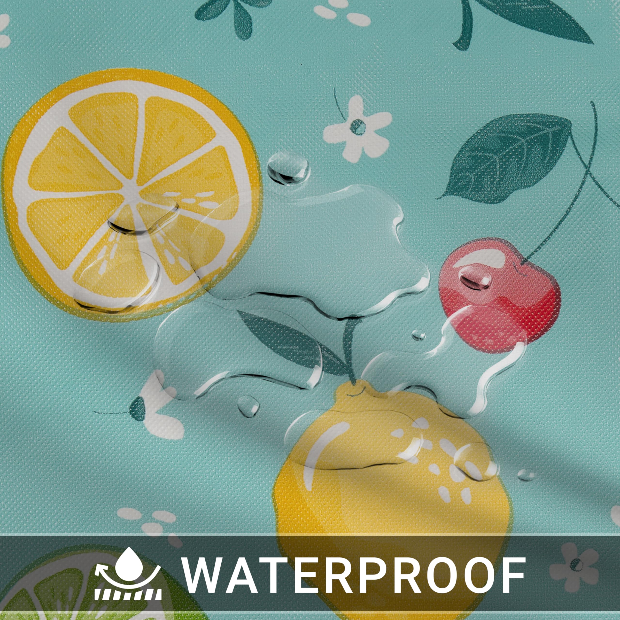 Everyday Luxuries Waterproof Round Tablecloth 60 Inch Stain And Wrinkle Resistant | Decorative 3.6 Gauge Lemons & Cherries Vinyl