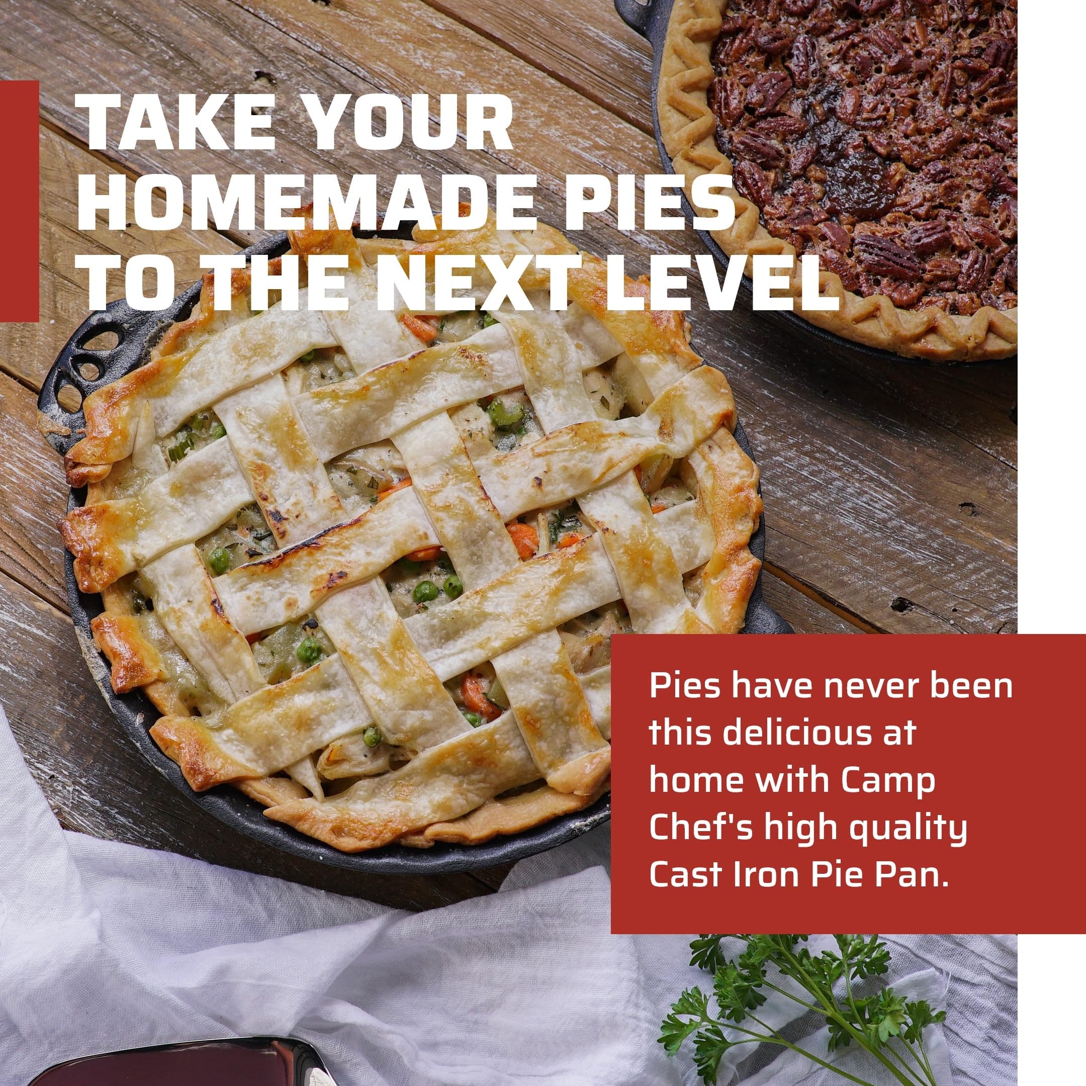 Camp Chef Cast Iron Pie Pan - True-Seasoned Cast Iron Pie Dish For Cooking & Camping Accessories - 10''