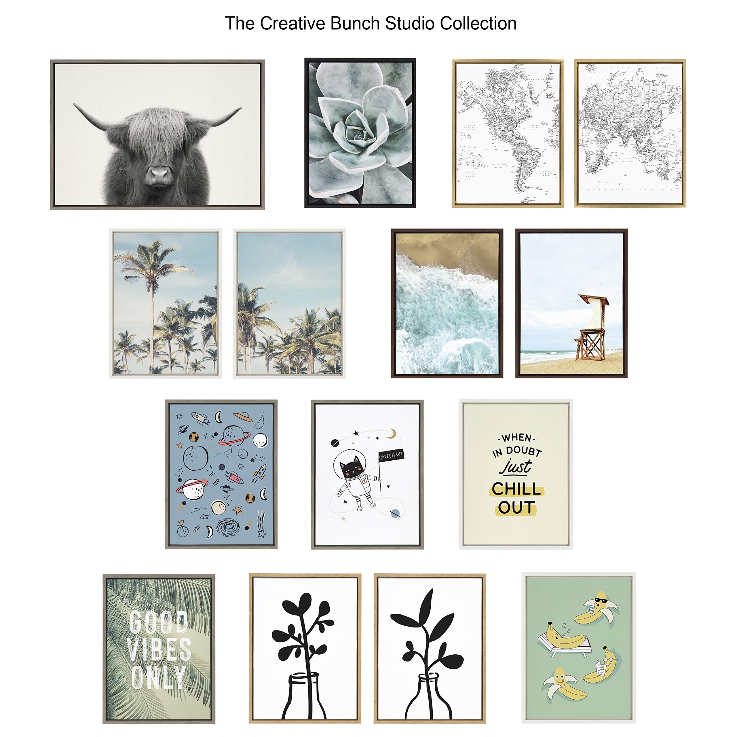 Kate And Laurel Sylvie Hey Dude Highland Cow Framed Canvas Wall Art By The Creative Bunch Studio, 18X40 Gray, Rustic Cow Art For