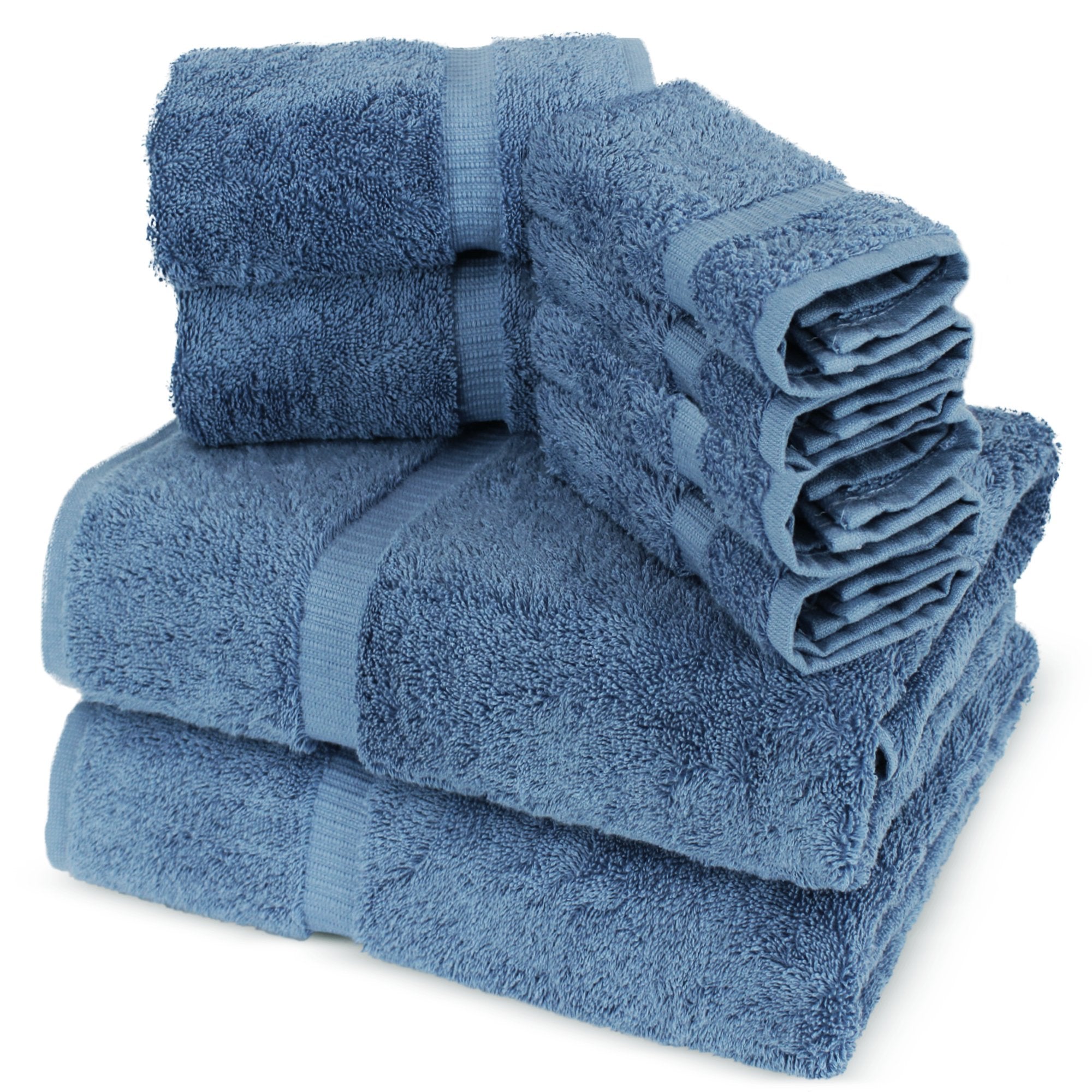 Towel Bazaar Premium Turkish Cotton Super Soft And Absorbent Towels (8-Piece Towel Set, Wedgewood)