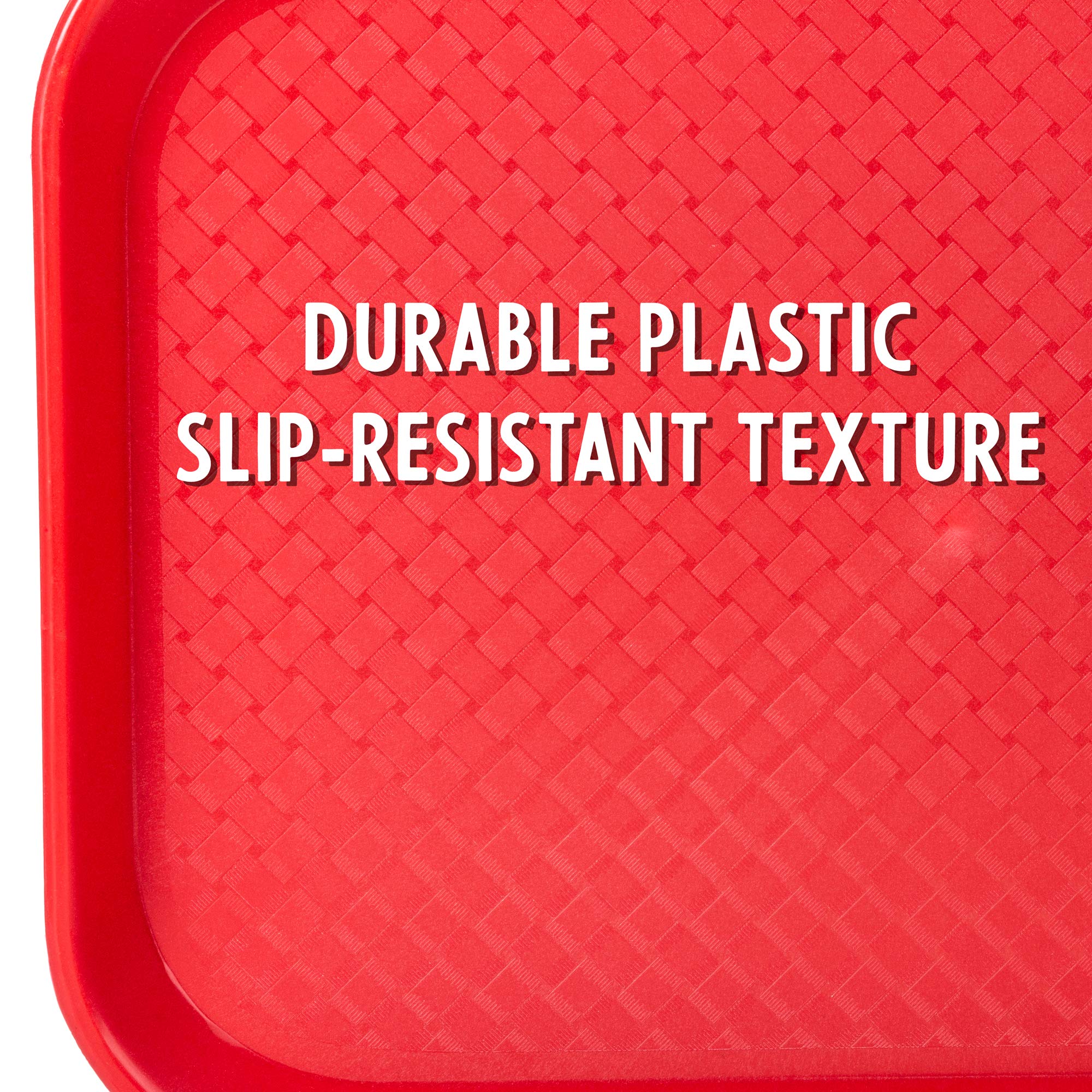 Fast Food Cafeteria Tray | 12 X 16 Rectangular Textured Plastic Food Serving Tv Tray | School Lunch, Diner, & Commercial Kitchen
