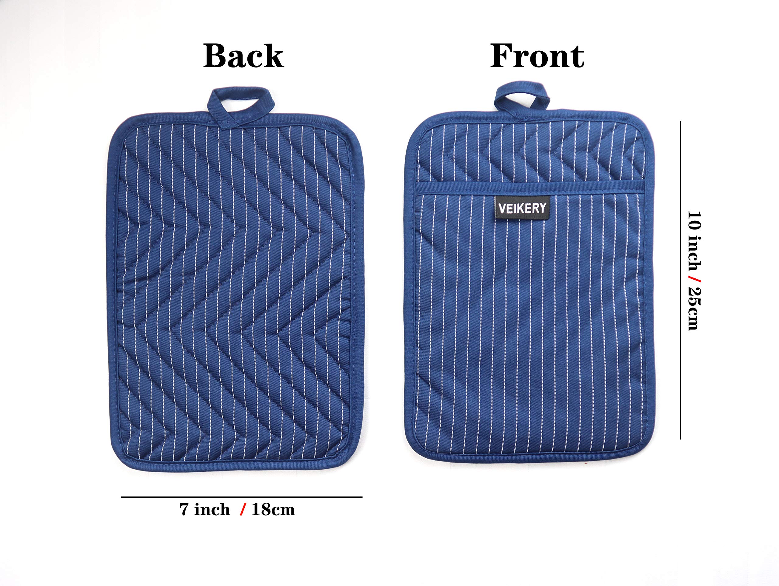 Veikery Cotton Pocket Pot Holders Machine Washable Heat Resistant Hot Pads For Kitchen And Baking Square Oven Mitts 7 ''X9.8 ''