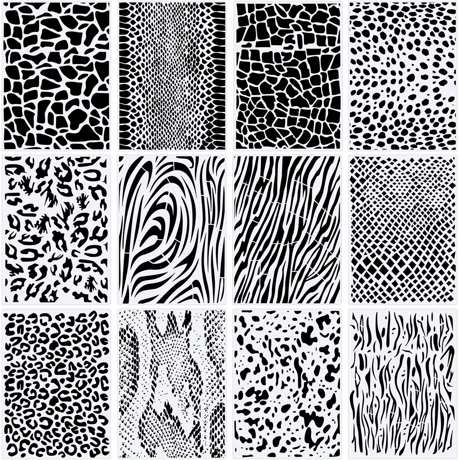 Zonon 12 Pieces Leopard Stencils Animal Cheetah Stencils Reusable Snakeskin Painting Template for Bleaching Shirts Baking DIY Cr
