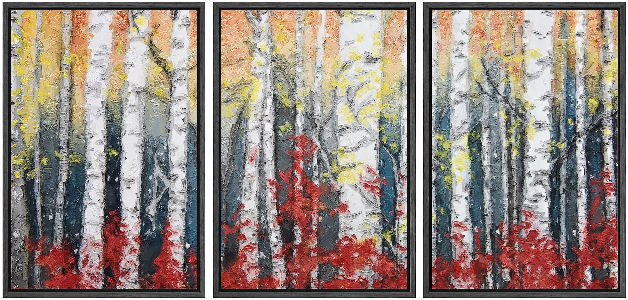 Signwin Framed Canvas Print Wall Art Set Watercolor Pastel Forest Wilderness Plants Illustrations Modern Art Farmhouse/Country L