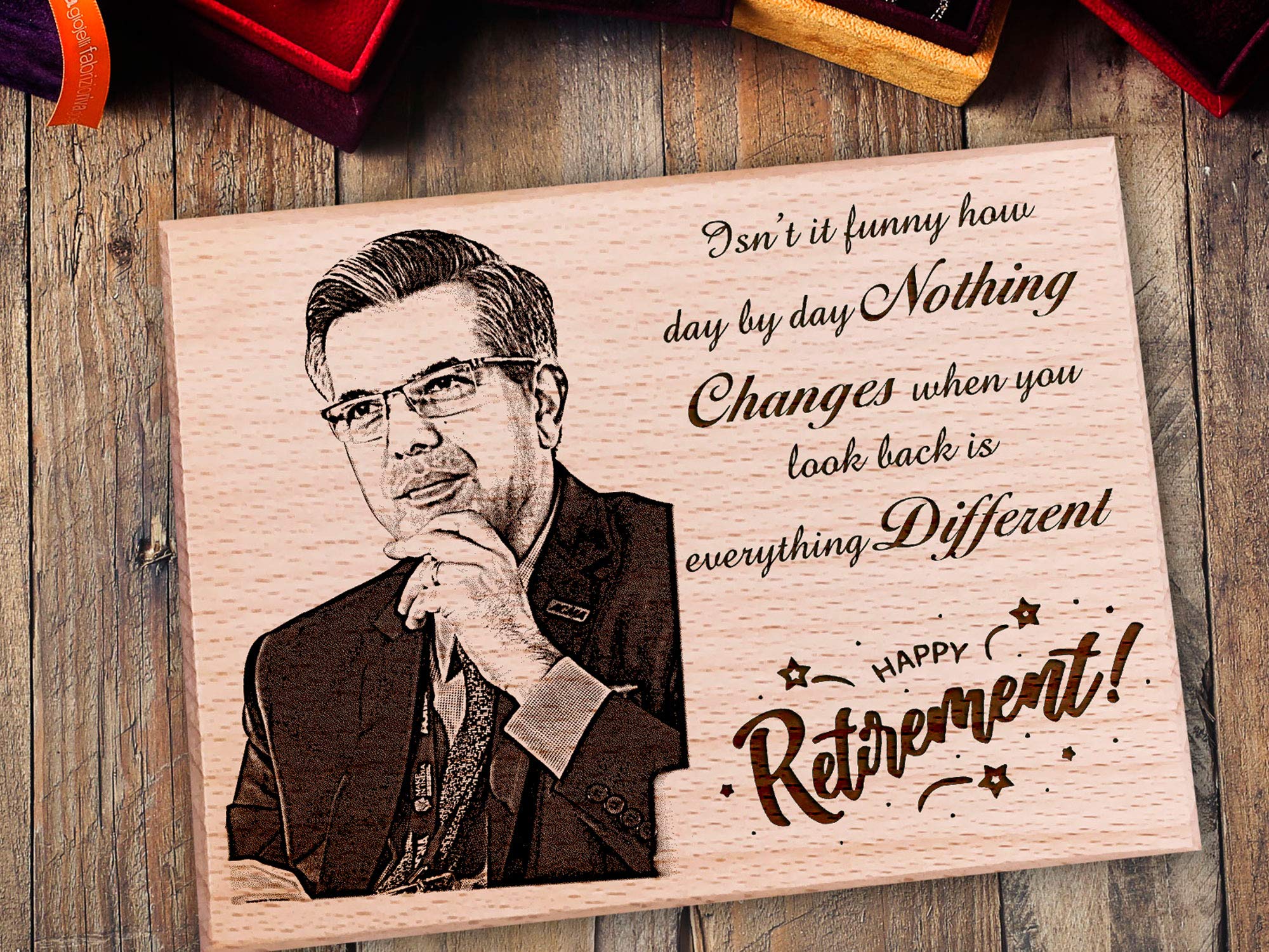 Incredible Gifts India Retirement Gift - Personalized Engraved Wood Photo Plaque (8X6 Inches, Wood)