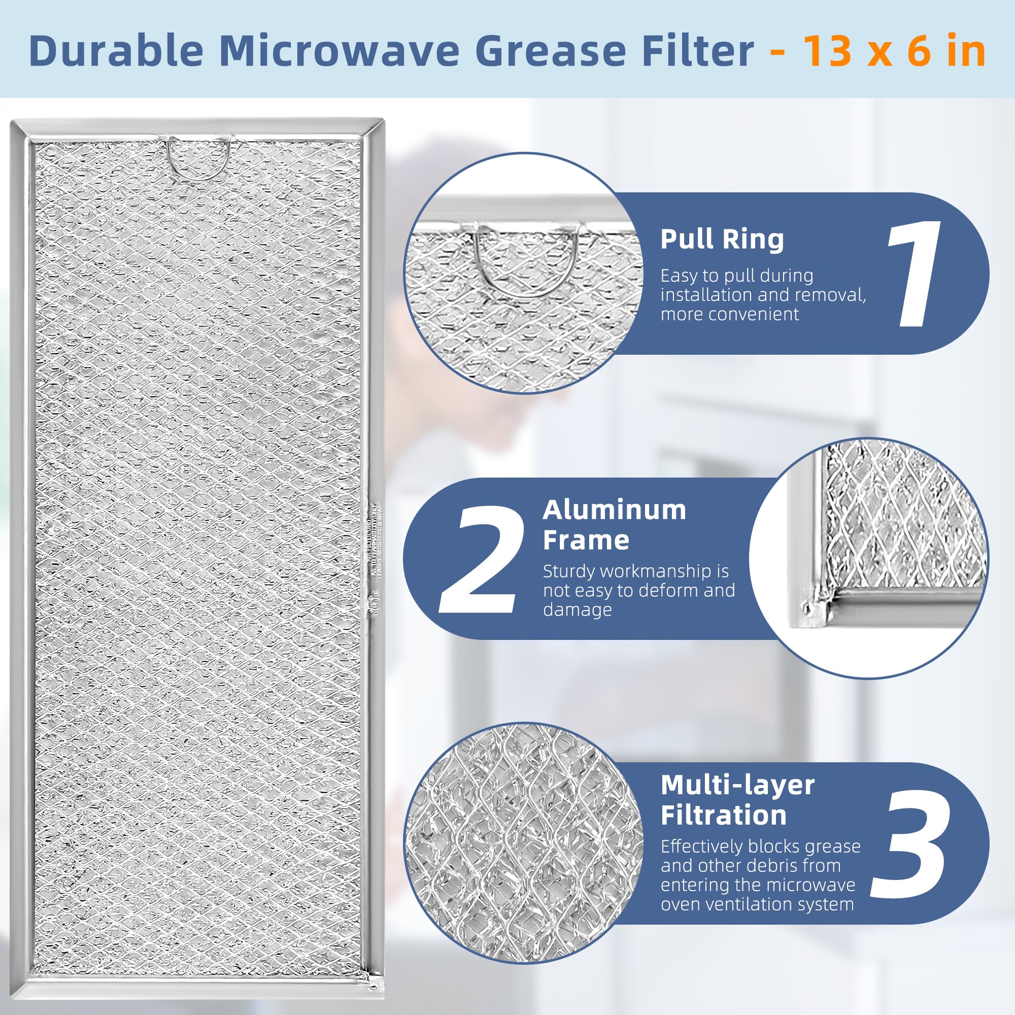 13.3'' X 5.85'' Microwave Grease Filter Replace Wb06X10596 Whirl.Pool S.Amsung G.E Microwaves By Fetechmate, 2-Pack Microwave Fi
