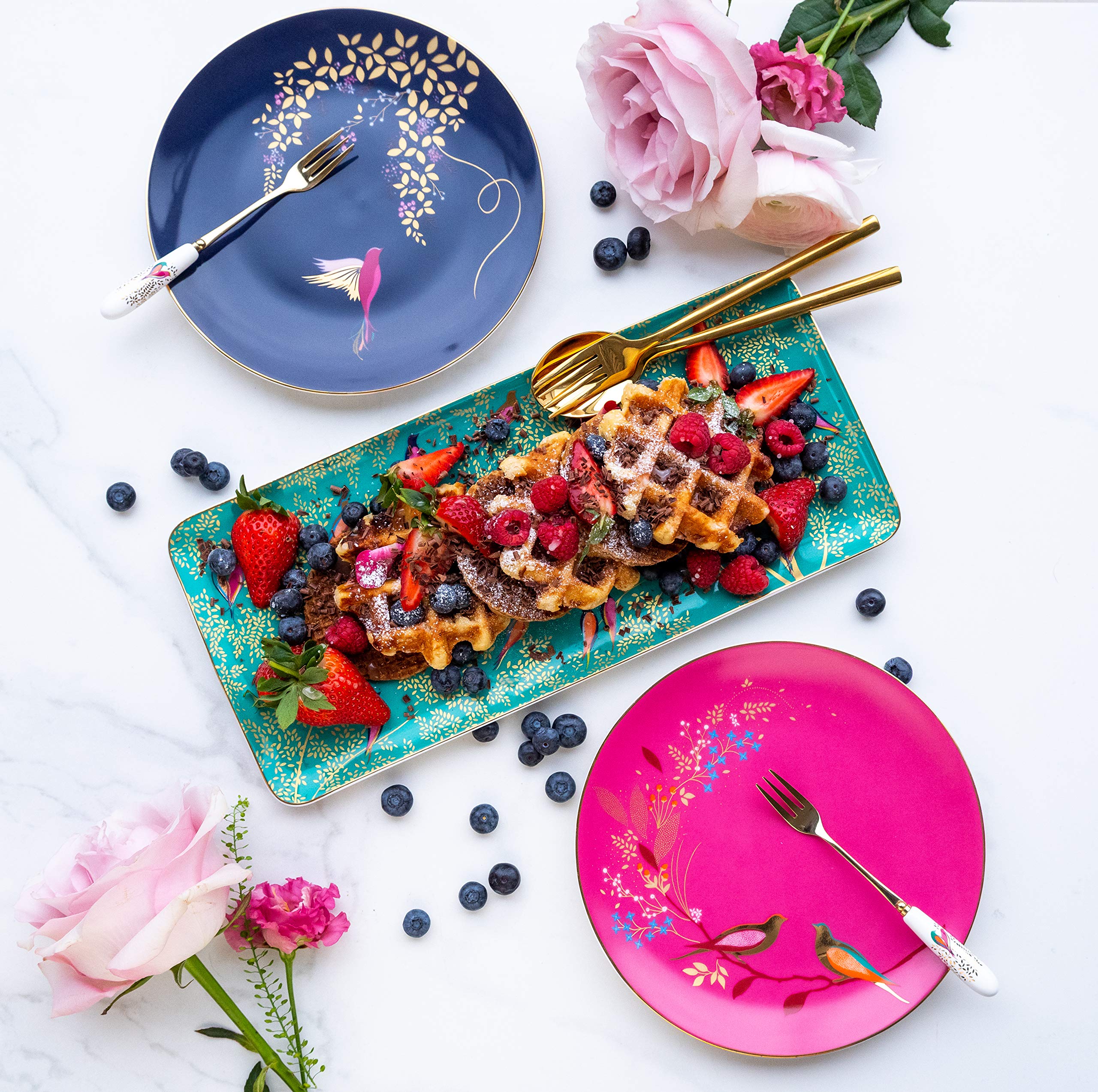 Portmeirion Sara Miller London Chelsea Sandwich Tray | 14 Inch Serving Tray For Appetizers And Snacks | Made Of Fine China With