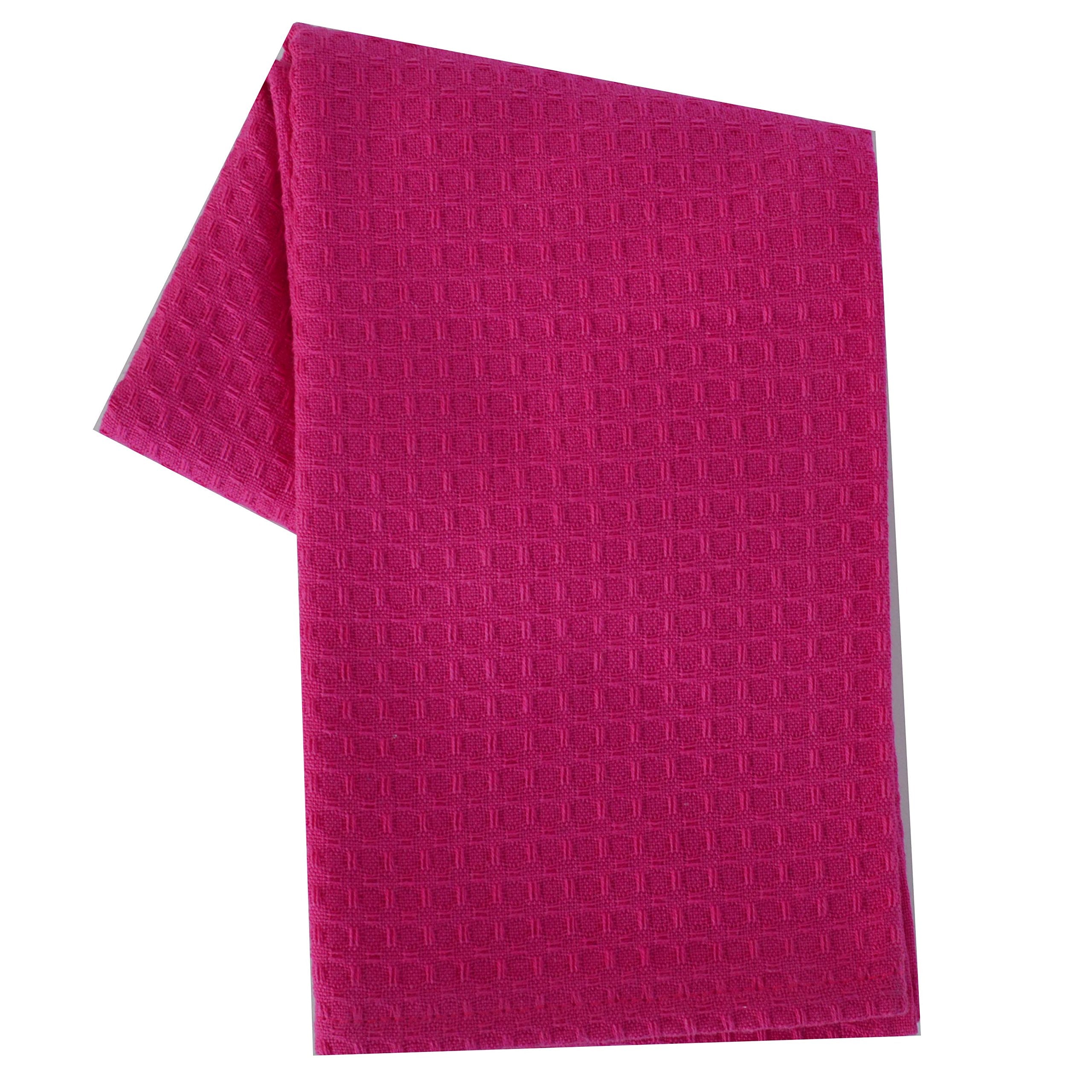 Dunroven House Waffle Weave Dishtowel Towel, Pink