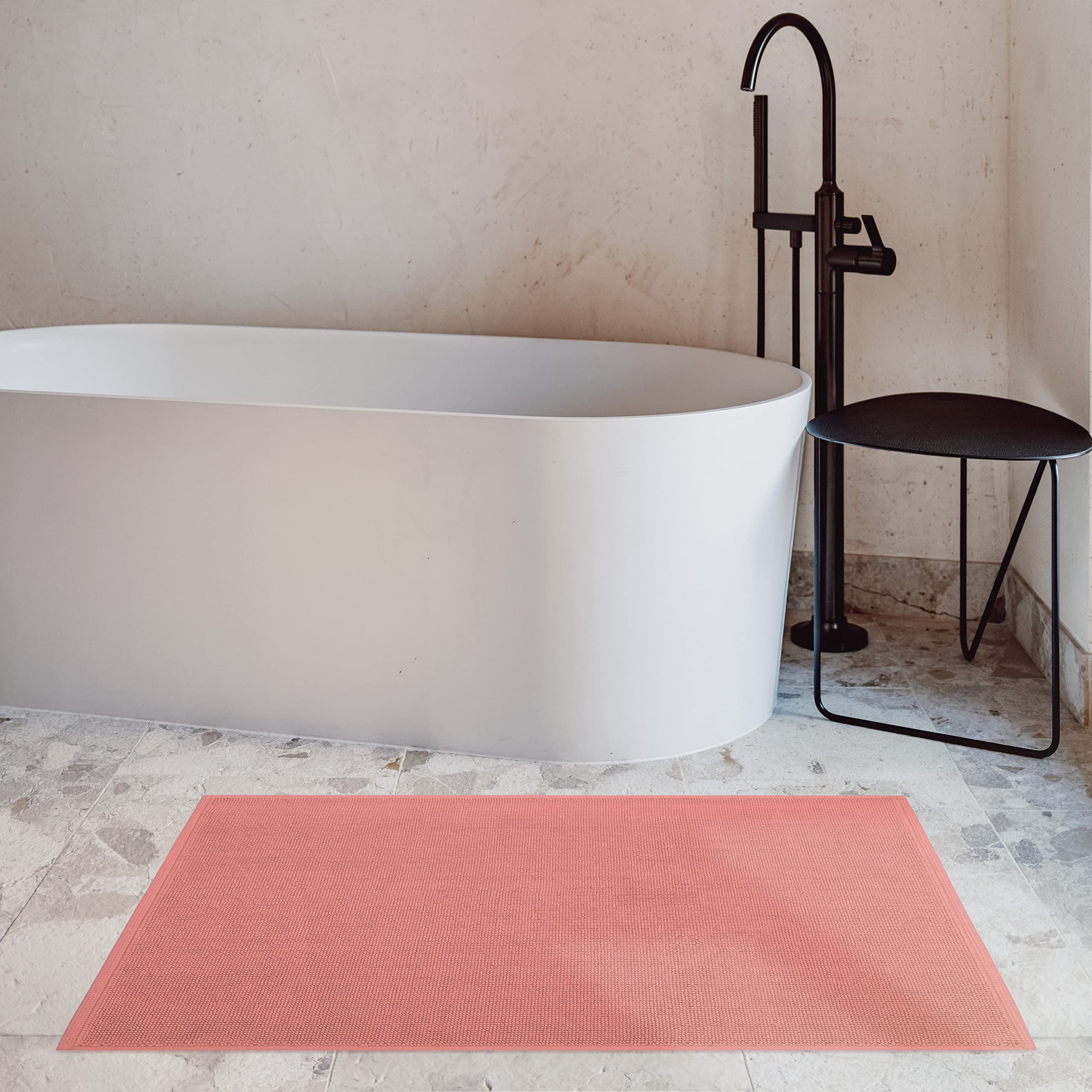 Cotton Paradise Bath Rug for Bathroom  20x34 inch 100% Cotton Non Slip Bath Mat Rug  Soft Absorbent Machine Washable  Coral Bath Rug