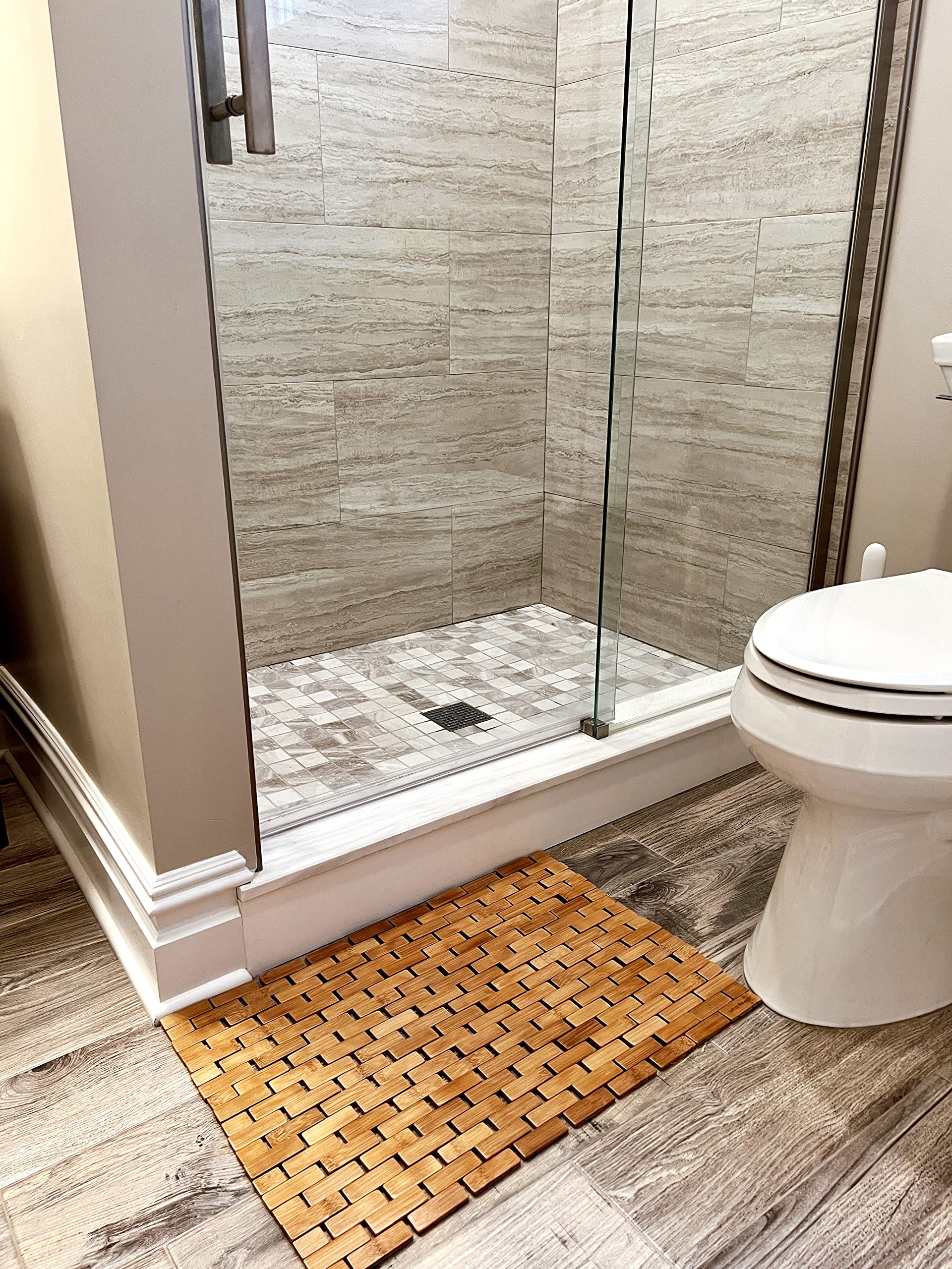 Mind Reader Bath Mat, Shower Mat, Bathtub Mat, Bathroom Accessory, Wood, Rayon From Bamboo, 23.5''L X 16.5''W X 0.4''H, Brown