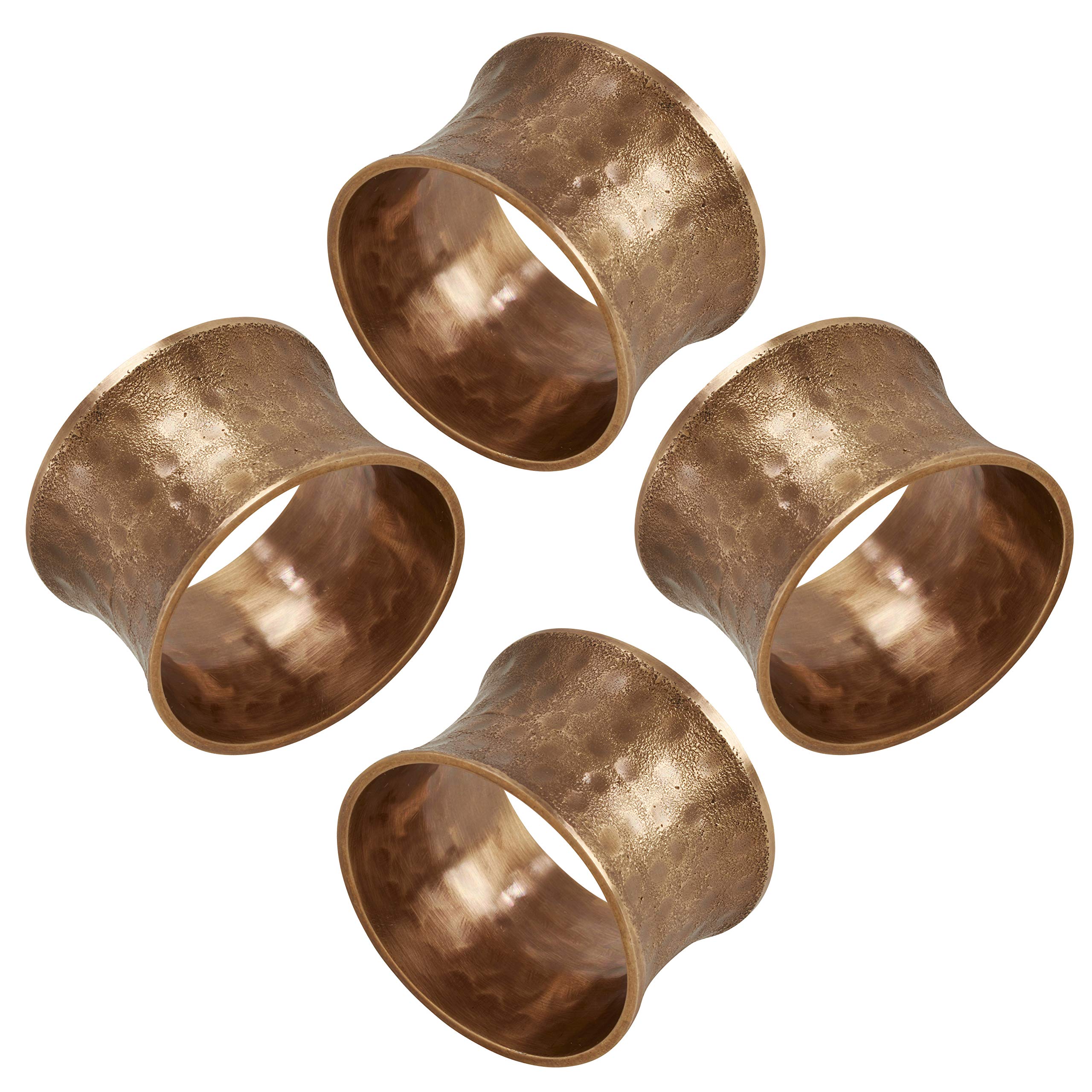 'Saro Lifestyle Collection Hammered Napkin Rings (Set Of 4), Diameter: 1.75'', 1.25''H, Dark Gold'' (Nr988.Dg)