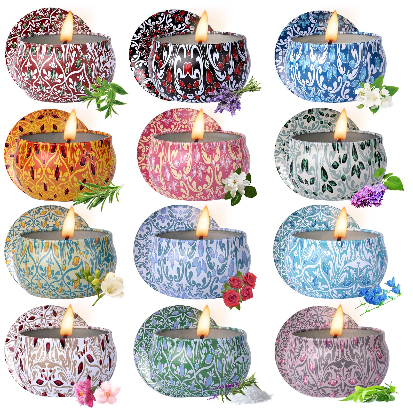 Alikiai Scented Candles Gifts for Women, Candles for Home Scented, 12 Pack Soy Wax Christmas Candles Gifts Sets, Birthday Gifts