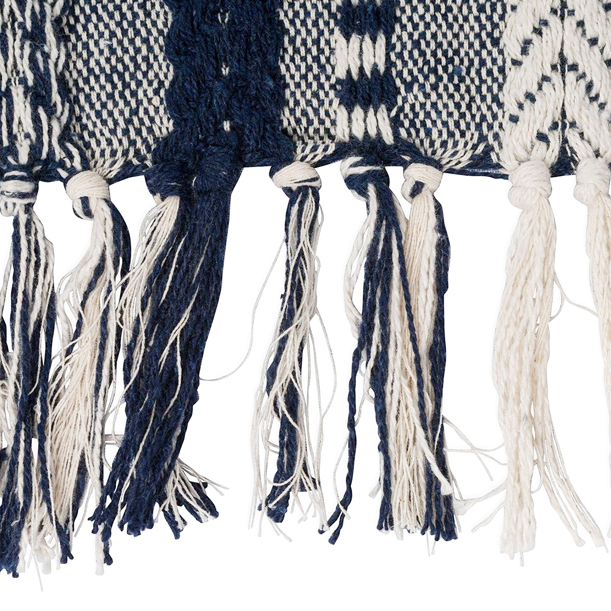 DII Farmhouse Braided Stripe Table Runner Collection  15x108 (15x113  Fringe Included)  Navy Blue