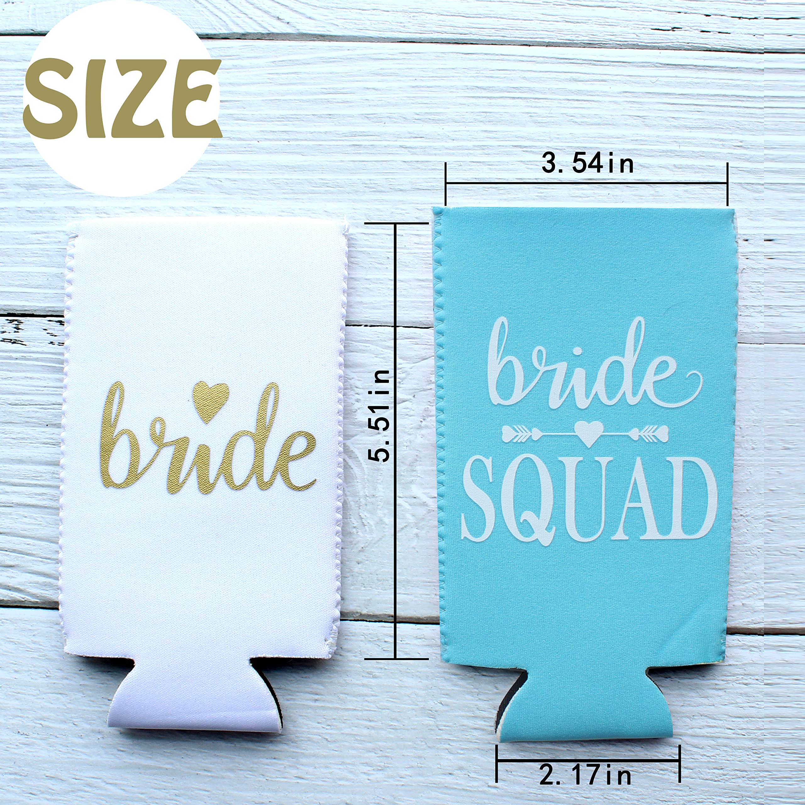 Partygifts&Beyond 10Packs Bachelorette Party Decorations Slim Can Cooler Bridesmaid Gifts Can Cooler Bride Squad Can Sleeves(Lak