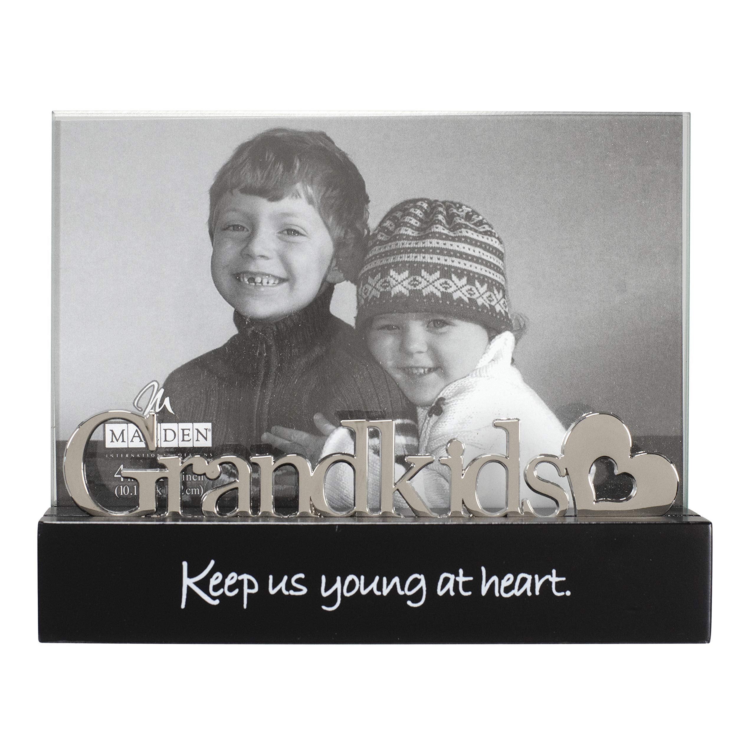 Malden International Designs Grandkids Desktop Expression with Silver Word Attachment Picture Frame, 4x6, Black
