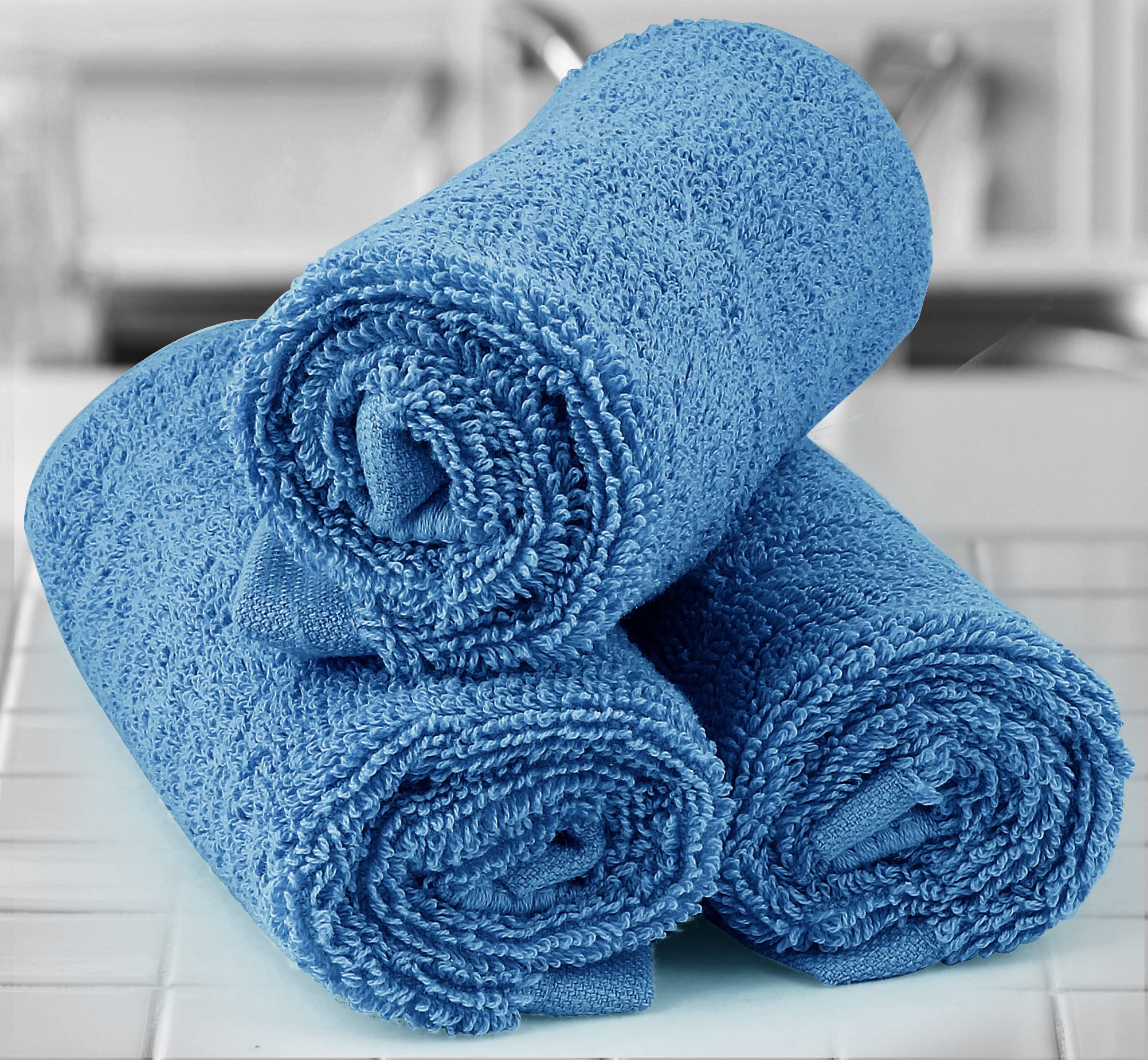 Utopia Towels Premium Wash Cloths Set - 12 Pack, 100% Cotton, Highly Absorbent, Electric Blue, Ideal for Bathroom, Spa, Gym