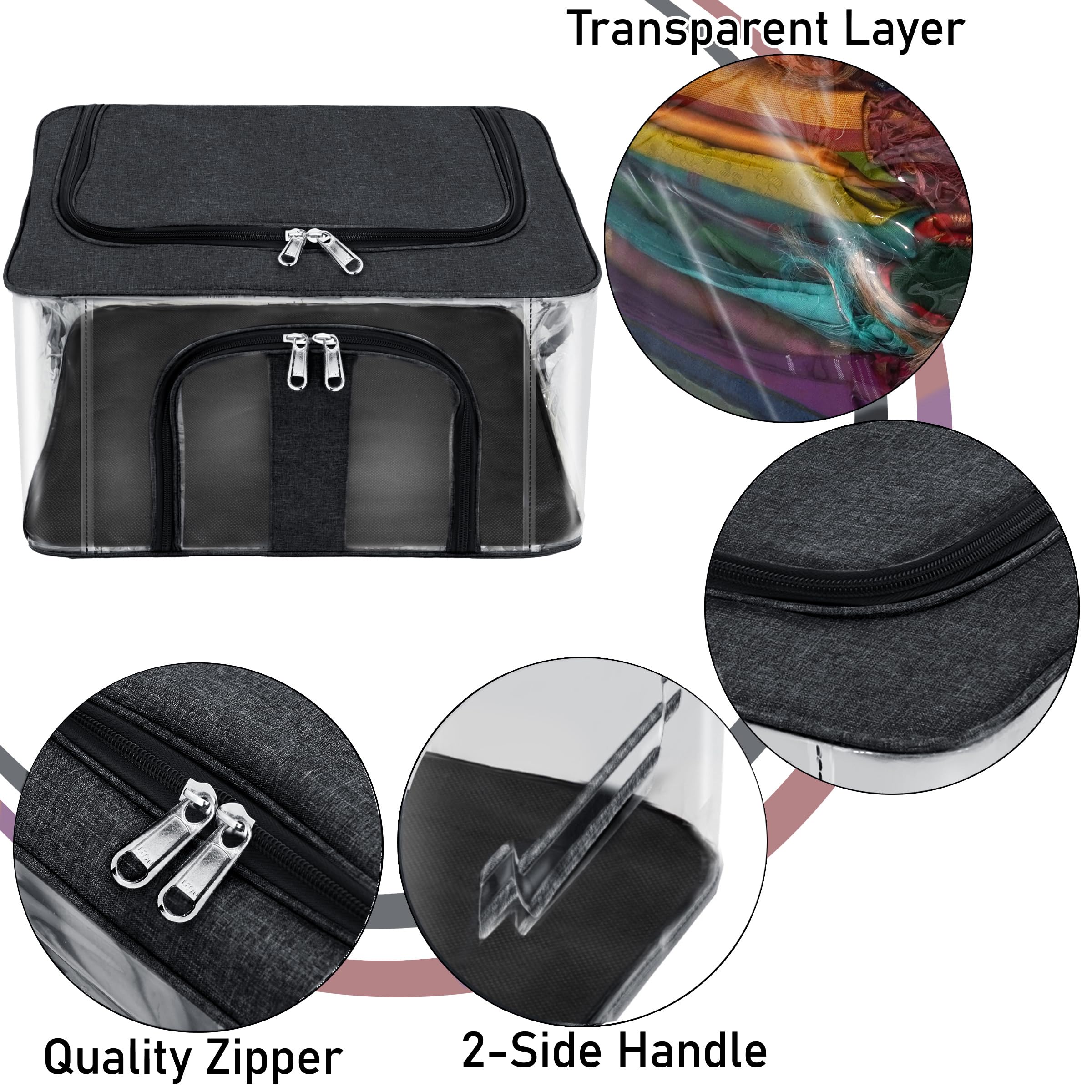 Storite 4 Pack Nylon 33 L Pvc Transparent Moisture Proof Storage Box For Clothes Closet Wardrobe Organizer For Clothes With Carr