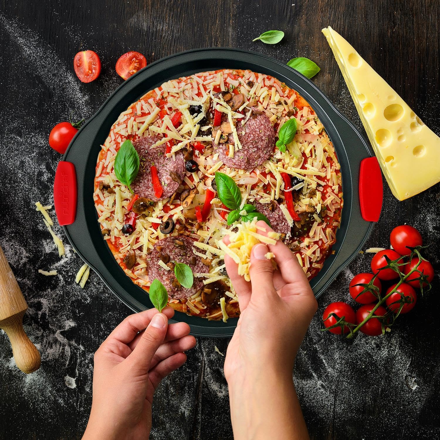 Nutrichef Non-Stick Kitchen Oven Baking Pans-Deluxe & Stylish Nonstick Gray Coating Inside Outside, Commercial Grade Restaurant
