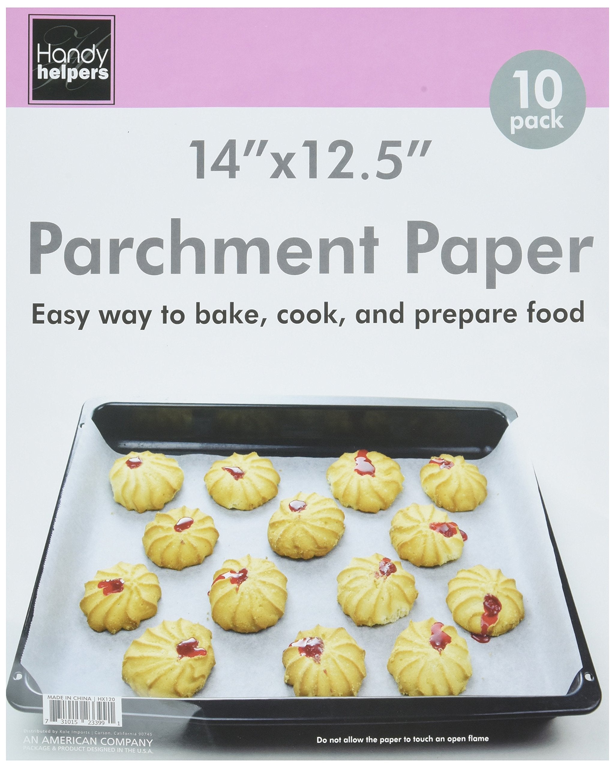 Kole Imports Baking Essentials Parchment Paper Pack, 14'' X 12.5'', Translucent White