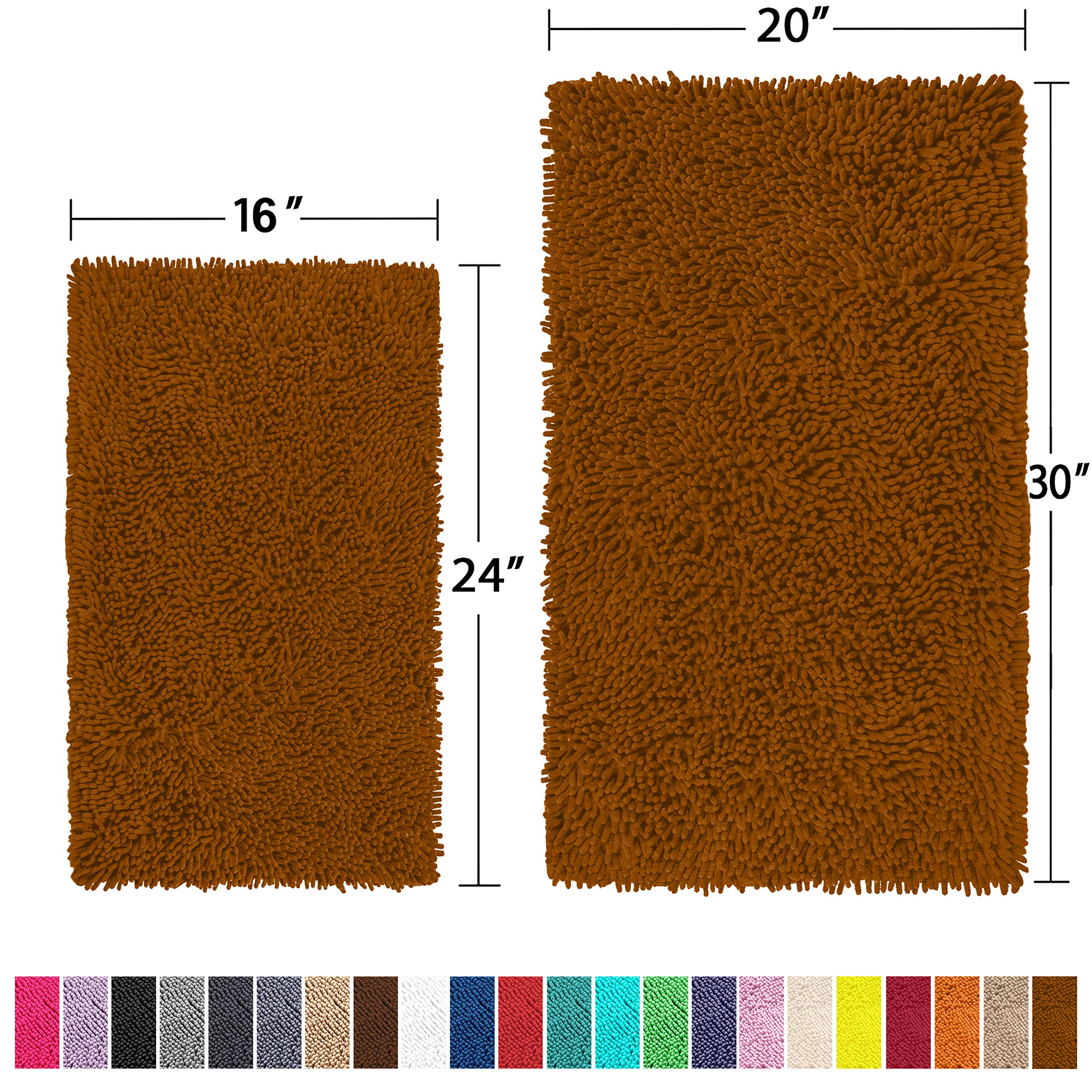 Luxurux Bathroom Rug Set-Extra-Soft Plush Bath Mat Shower Bathroom Rugs,1'' Chenille Microfiber Material, Super Absorbent (30''